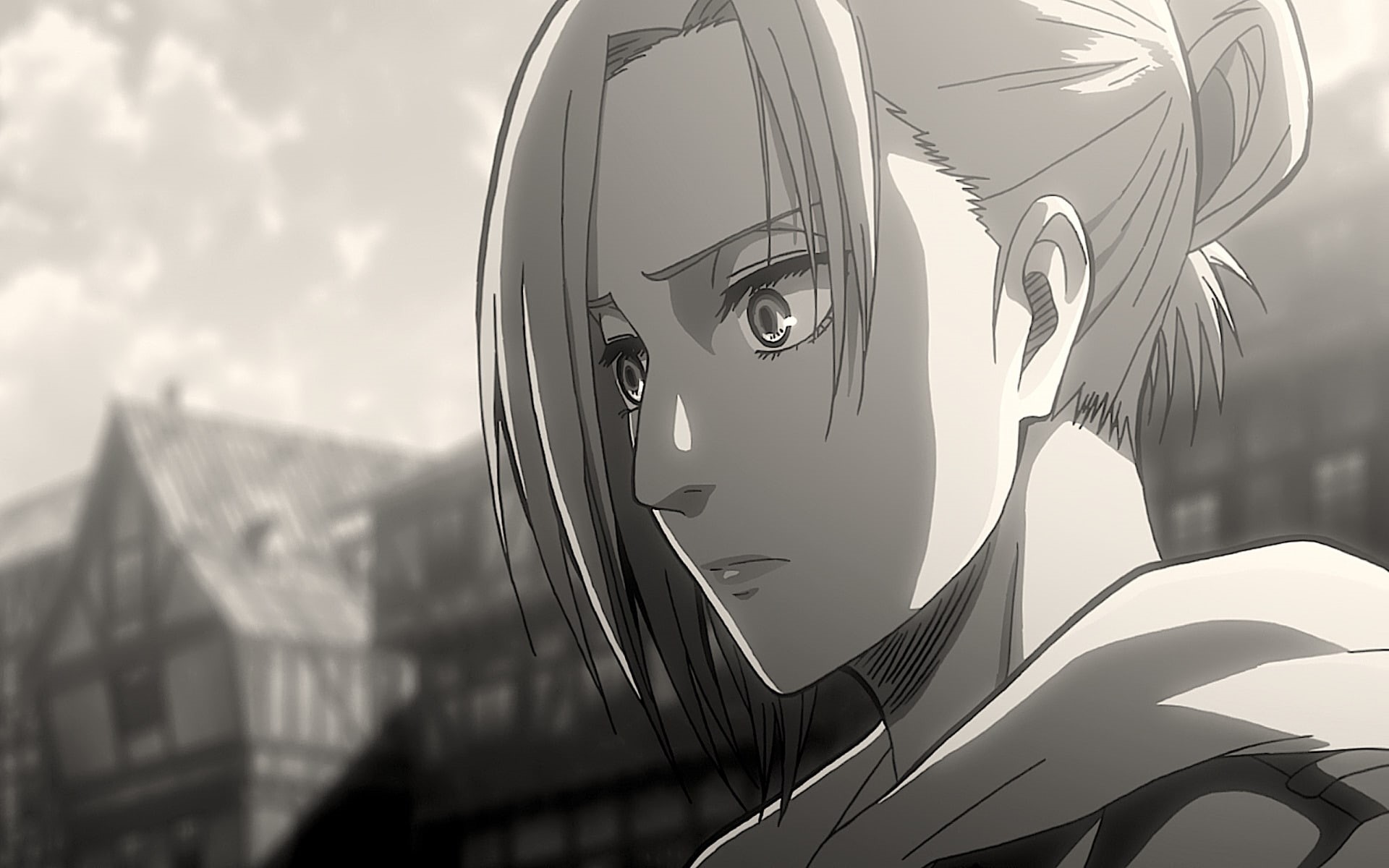 Anime, 1080P, Shingeki No Kyojin, Attack On Titan, Black and White, Annie Leonhart, HD Wallpaper