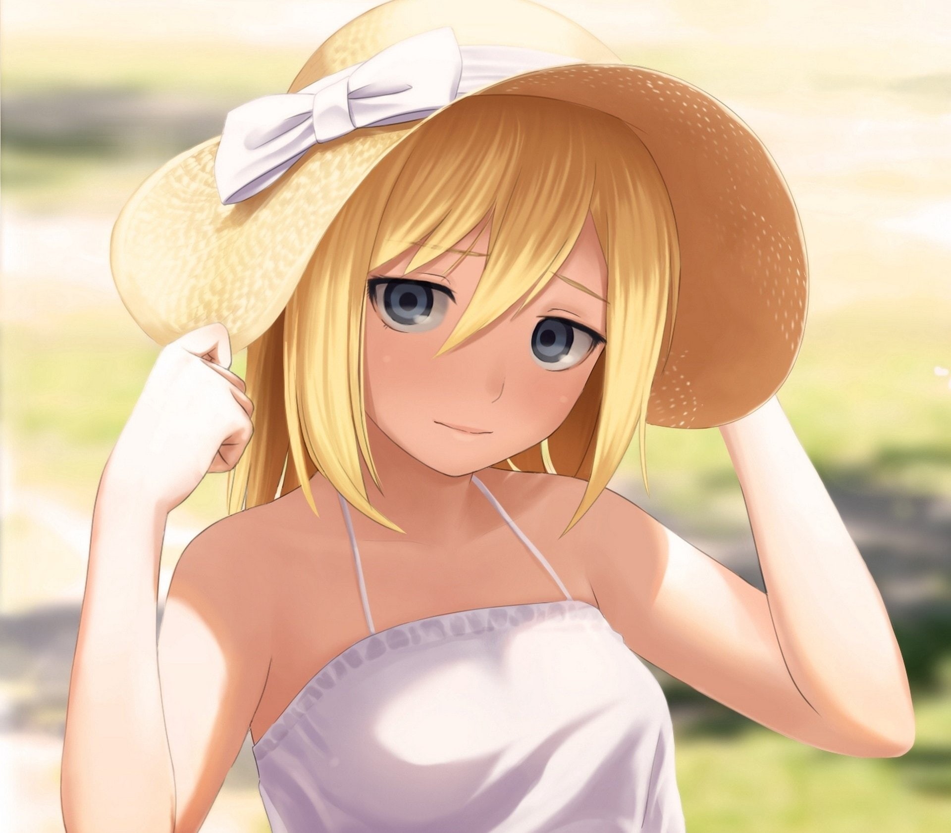 one person, Historia Reiss, outdoors, young adult, focus on foreground, hat, Attack On Titan, sunlight, fashion, looking at camera, young women, beautiful woman, HD Wallpaper