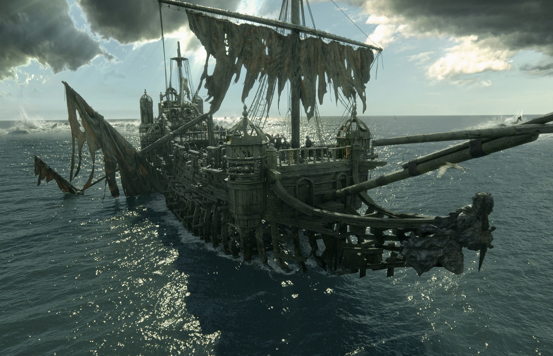 water, Pirates of the Caribbean: Dead Men Tell No Tales, day, tranquility, transportation, cloud - sky, nautical vessel, abandoned, deterioration, shipwreck, HD Wallpaper