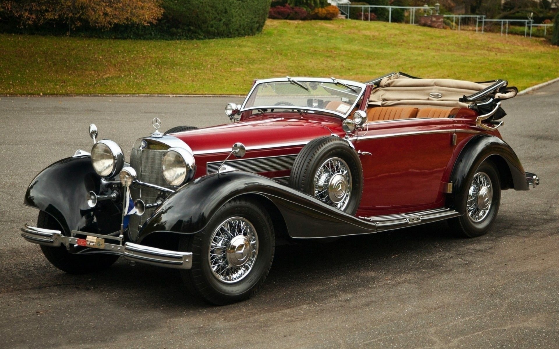car, red cars, vintage, 1080P, Oldtimer, vehicle, Mercedes-Benz, HD Wallpaper