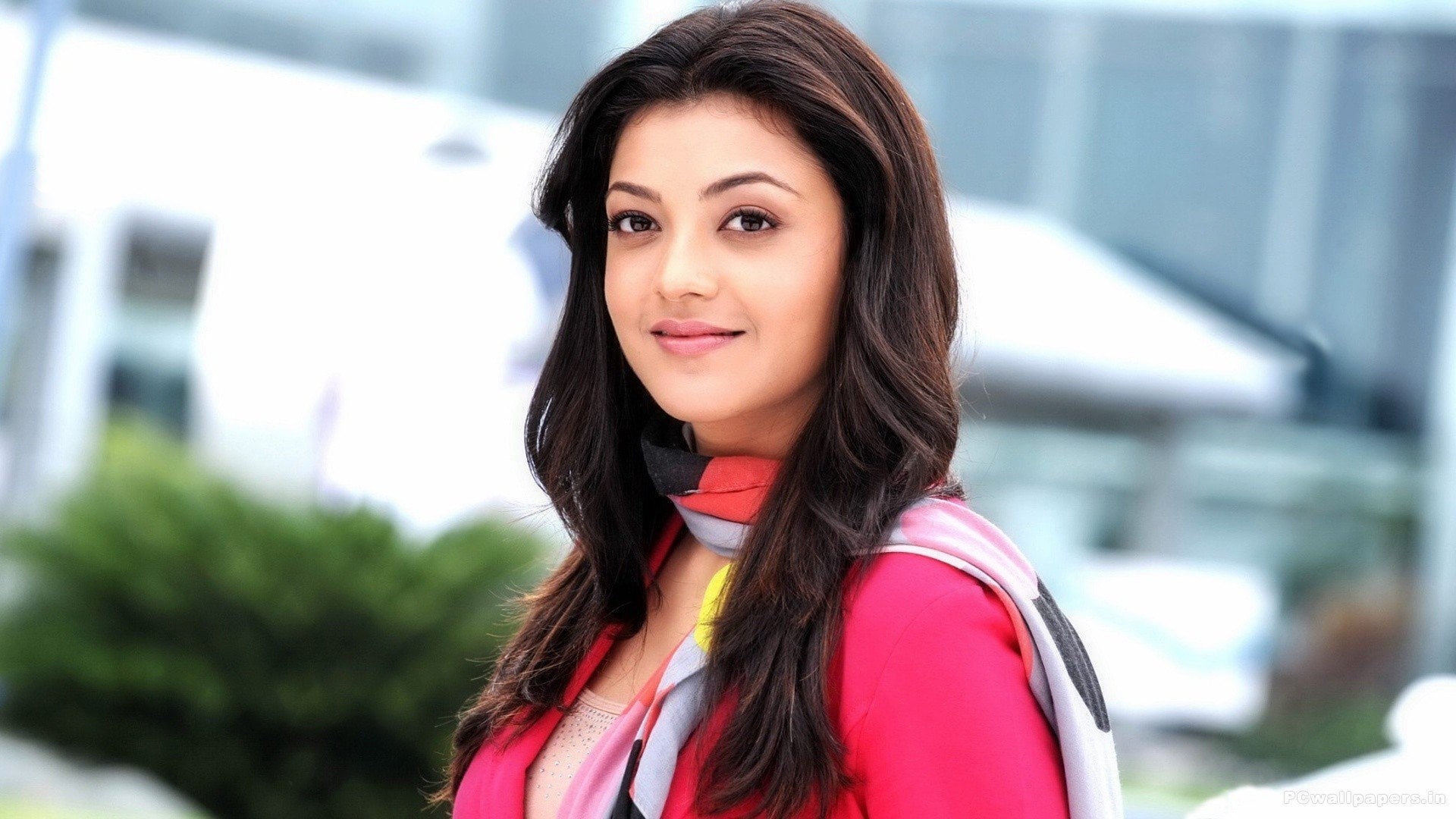 headshot, beautiful woman, lifestyles, beauty, pink, hair, one person, teenager, portrait, Bollywood, long hair, Kajal Agarwal, 1080P, blazer, happiness, HD Wallpaper