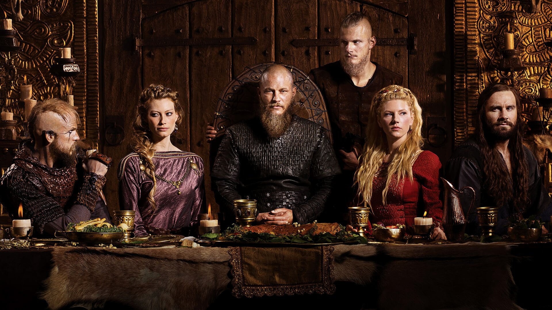 celebration, indoors, togetherness, young women, group of people, Bjorn Lothbrok, men, Ragnar Lothbrok, Travis Fimmel, women, Katheryn Winnick, young adult, HD Wallpaper