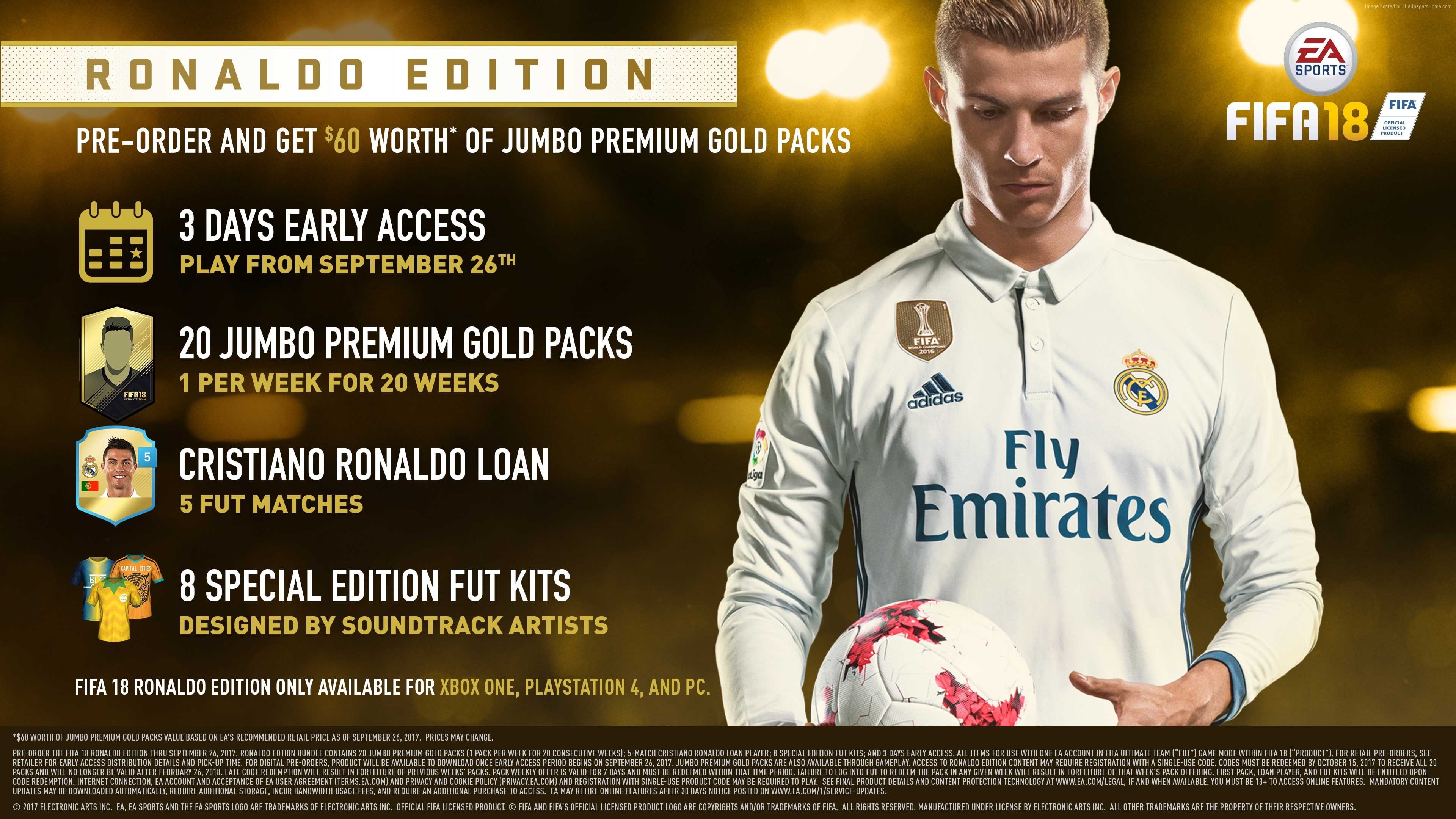 Ronaldo Edition, poster, FIFA 18, 4k, 4K, E3 2017, HD Wallpaper