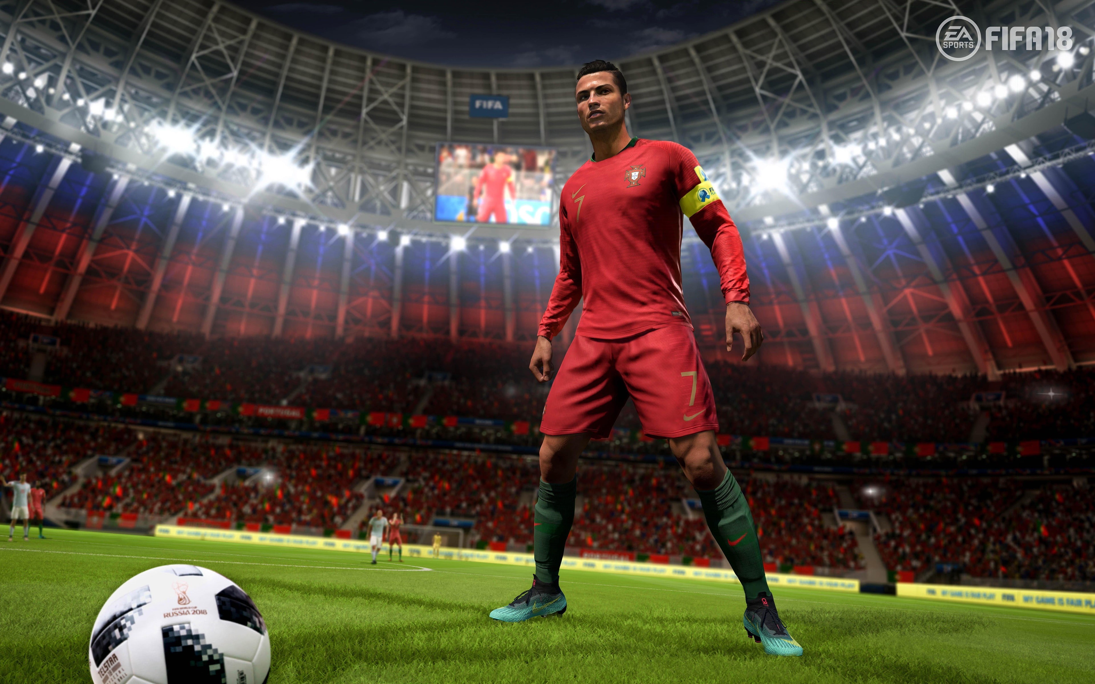spectator, standing, soccer player, soccer, adult, sportsman, competition, cristiano, 4K, game, fifa, team sport, floodlit, group of people, ball, motion, HD Wallpaper