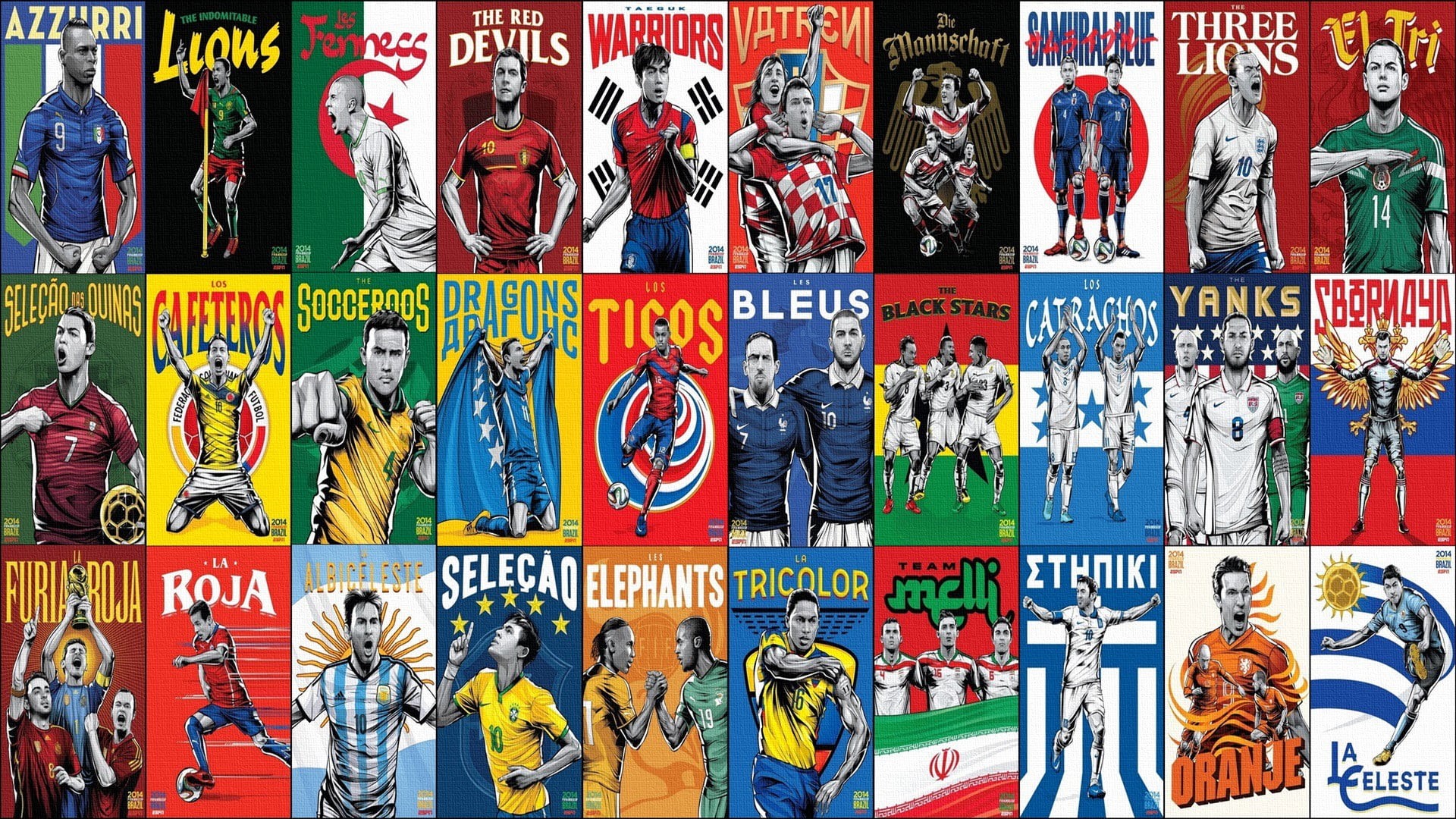 multi colored, female likeness, title, no people, representation, 1080P, choice, male likeness, FIFA World Cup, text, large group of objects, human representation, HD Wallpaper
