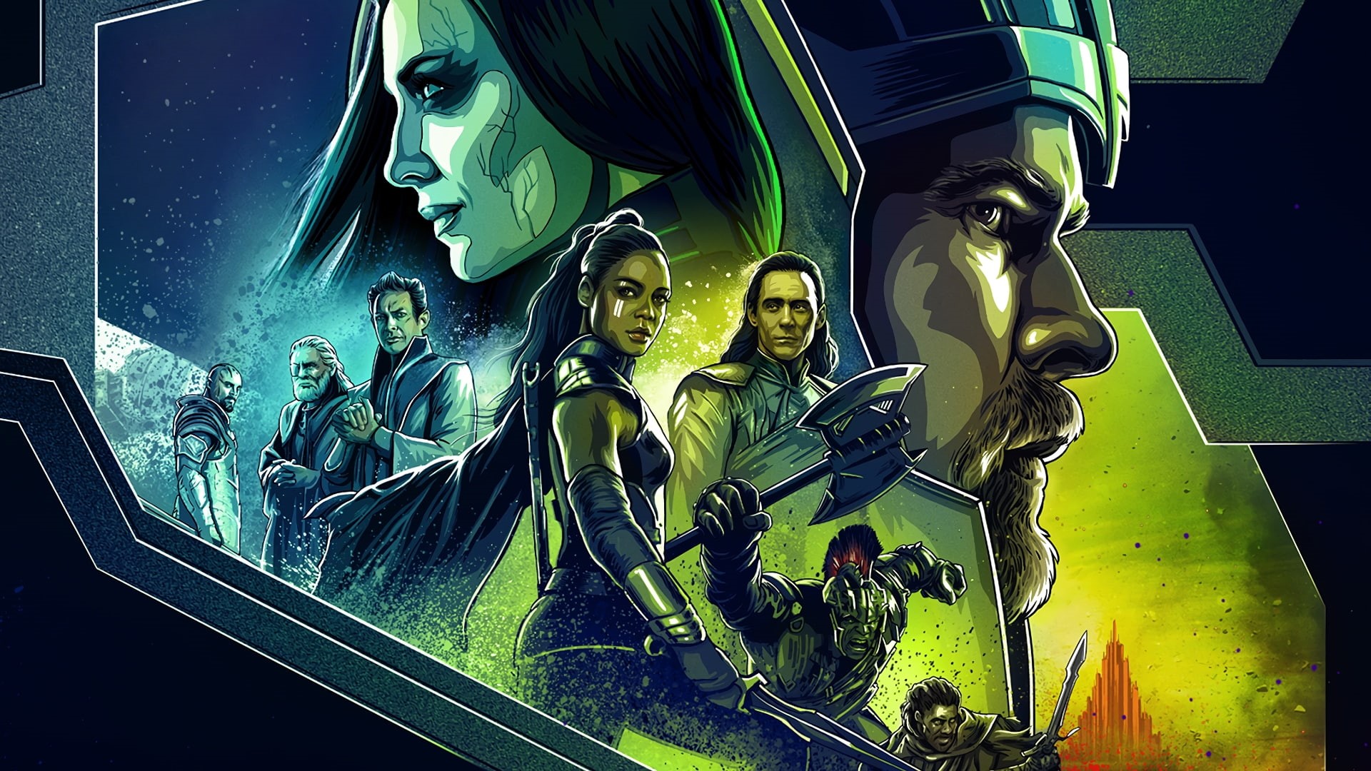 Valkyrie (Marvel Comics), 1080P, Hulk, Anthony Hopkins, Loki, Mark Ruffalo, Grandmaster (Marvel Comics), Heimdall (Marvel Comics), Hela (Marvel Comics), HD Wallpaper
