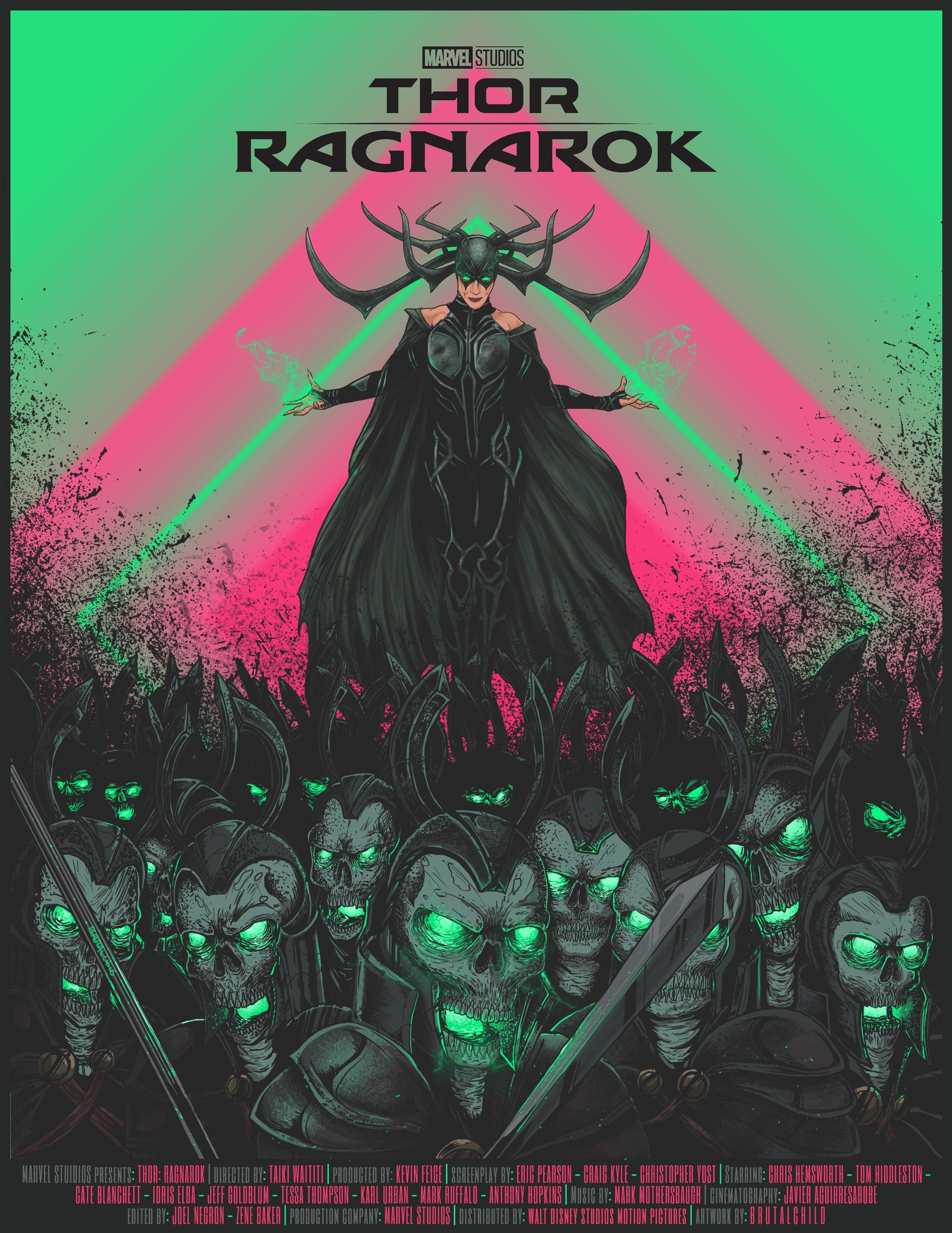 Marvel Cinematic Universe, synthwave, women, artwork, Thor : Ragnarok, Cate Blanchett, Hela, 1080P, Thor, movies, looking at viewer, Alí Hdz, Phone HD Wallpaper