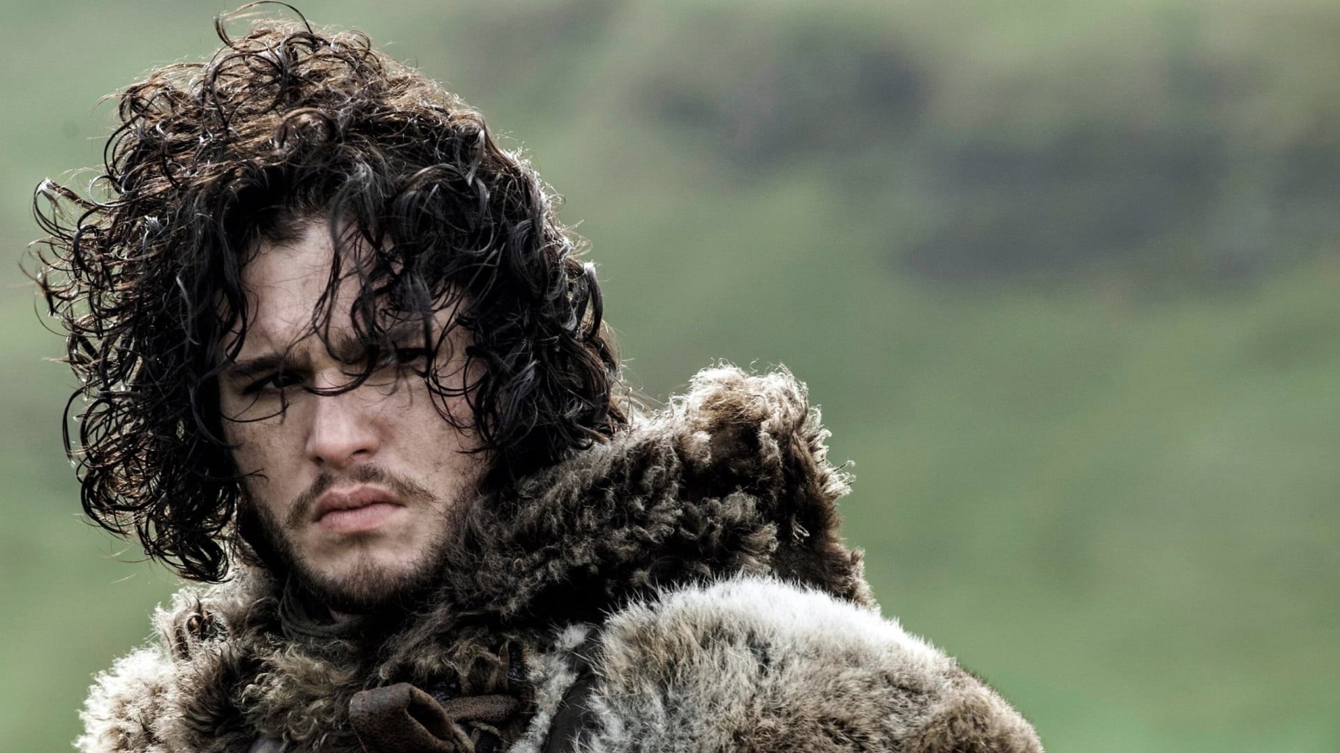 fur, white, contemplation, headshot, clothing, social issues, Jon Snow, warm clothing, one person, 1080P, facial hair, hair, adult, black, brown hair, HD Wallpaper