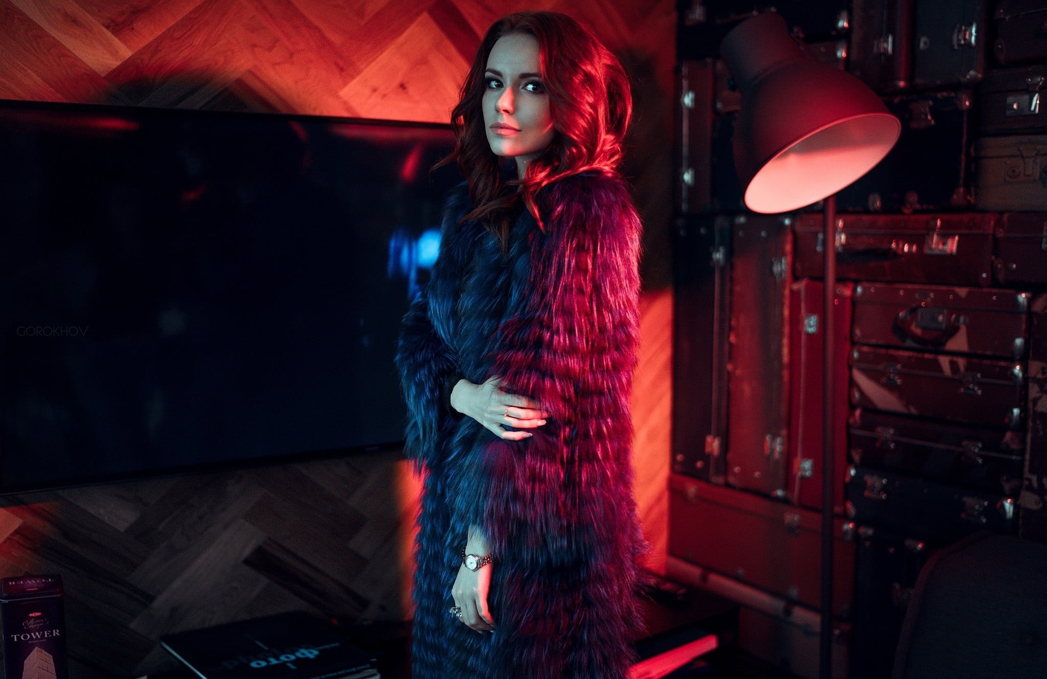 young women, women, coat, fur, beautiful woman, Ivan Gorokhov, snow, one person, fashion, long hair, woman, beauty, nightlife, adult, three quarter length, HD Wallpaper