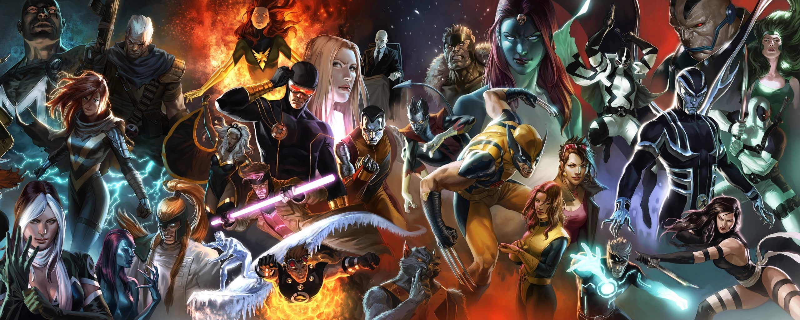 multi colored, human representation, Beast (character), wolverine, real people, 2K, motion, creativity, group of people, comics, Superheroines, retail, HD Wallpaper