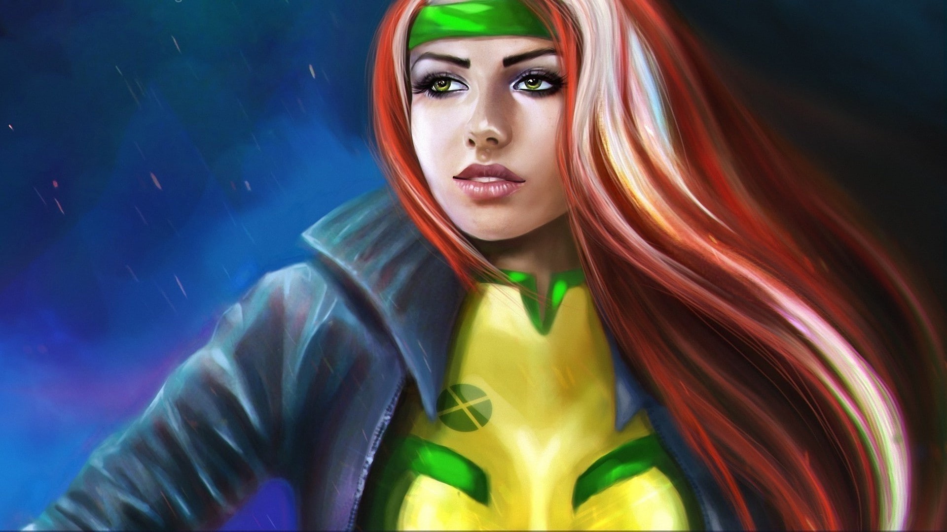 fantasy art malicia x men rogue character, adult, multi colored, studio shot, portrait, looking at camera, indoors, modern, beautiful people, red, young adult, HD Wallpaper