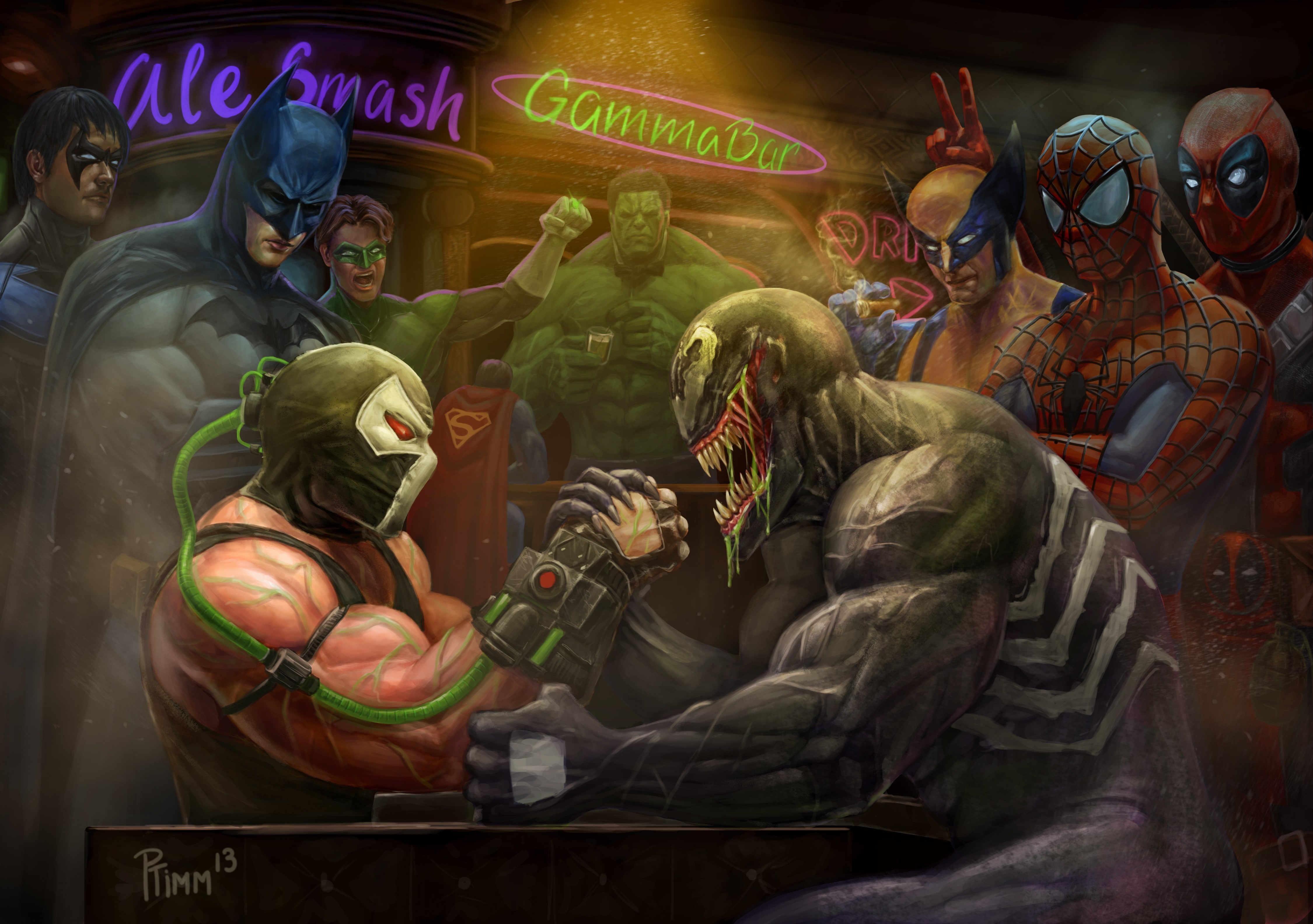 DC Comics, wolverine, bane, deadpool, Marvel Vs DC Comic, Green Lantern, venom, 4K, Batman, hulk, Marvel Comics, spider man, HD Wallpaper