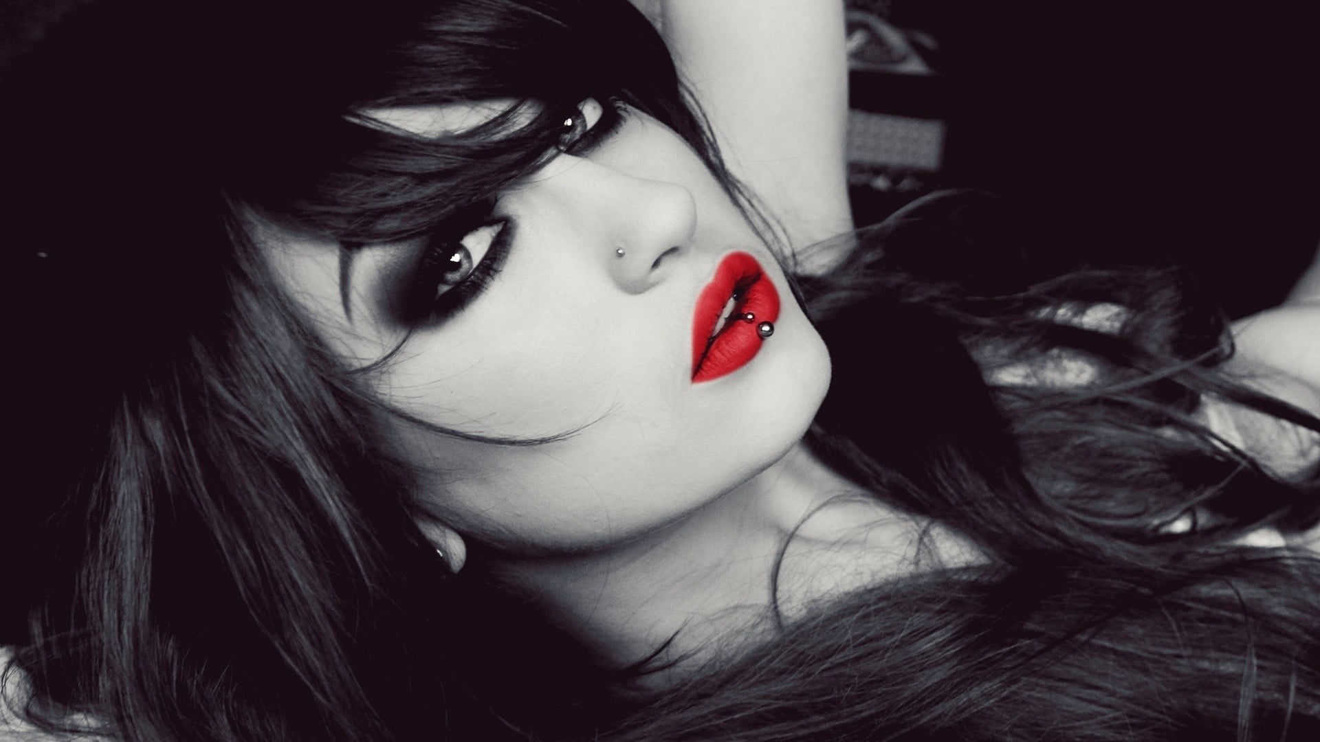 teenager, mouth open, human hair, lolina green, close-up, lips, hairstyle, beauty, young adult, body part, young women, red lipstick, selective coloring, HD Wallpaper