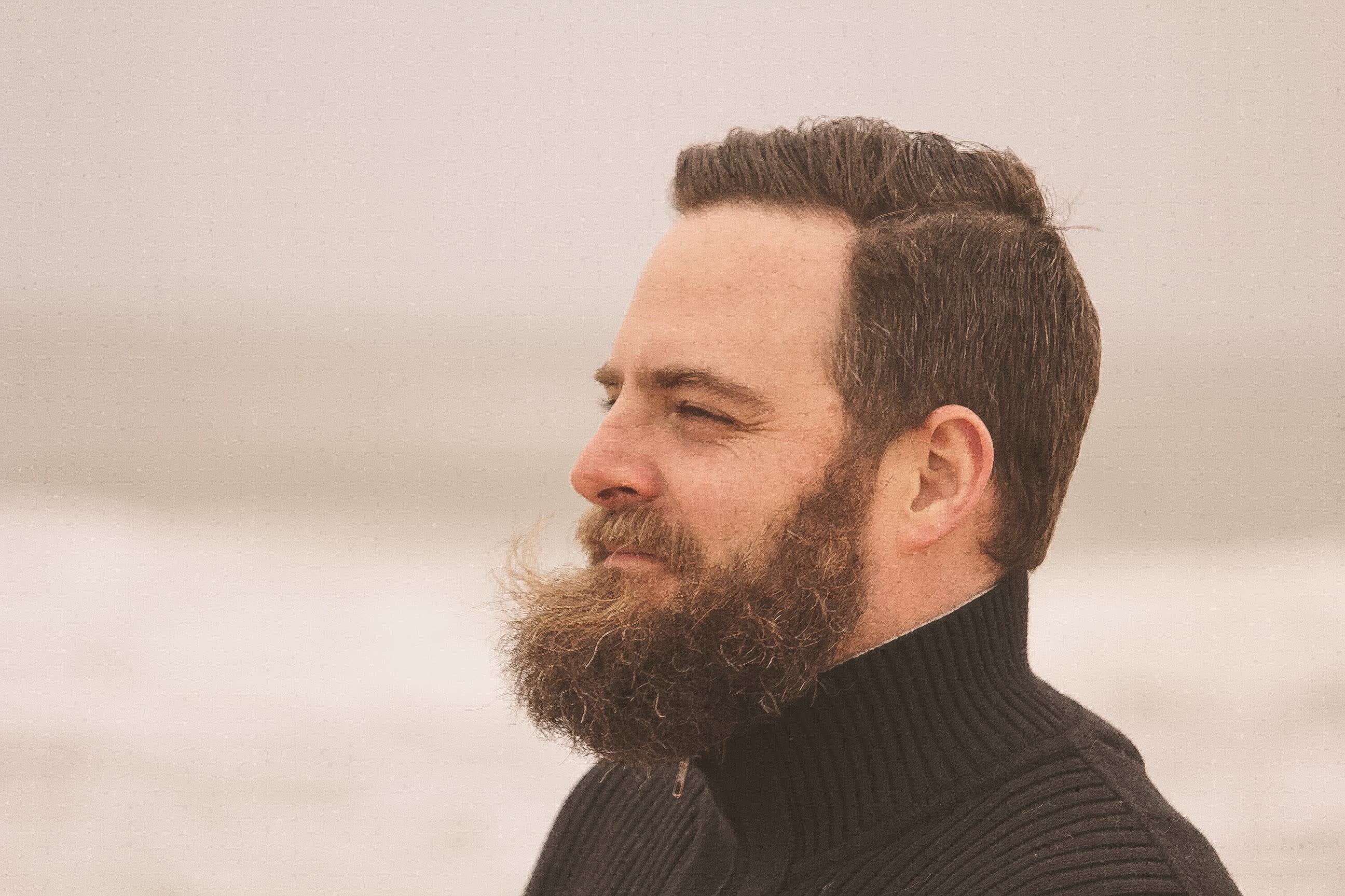 person, neck, men, beard, mid adult, field, candid, pensive, daylight, hairstyle, black, human face, contemplation, focus, man, fine-looking, profile, close-up, HD Wallpaper