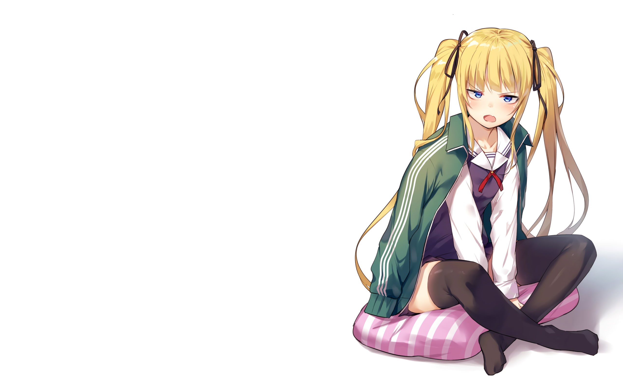 Saenai Heroine no Sodatekata, looking at camera, bangs, indoors, one person, thigh-highs, young adult, Sawamura Eriri Spencer, women, white background, HD Wallpaper