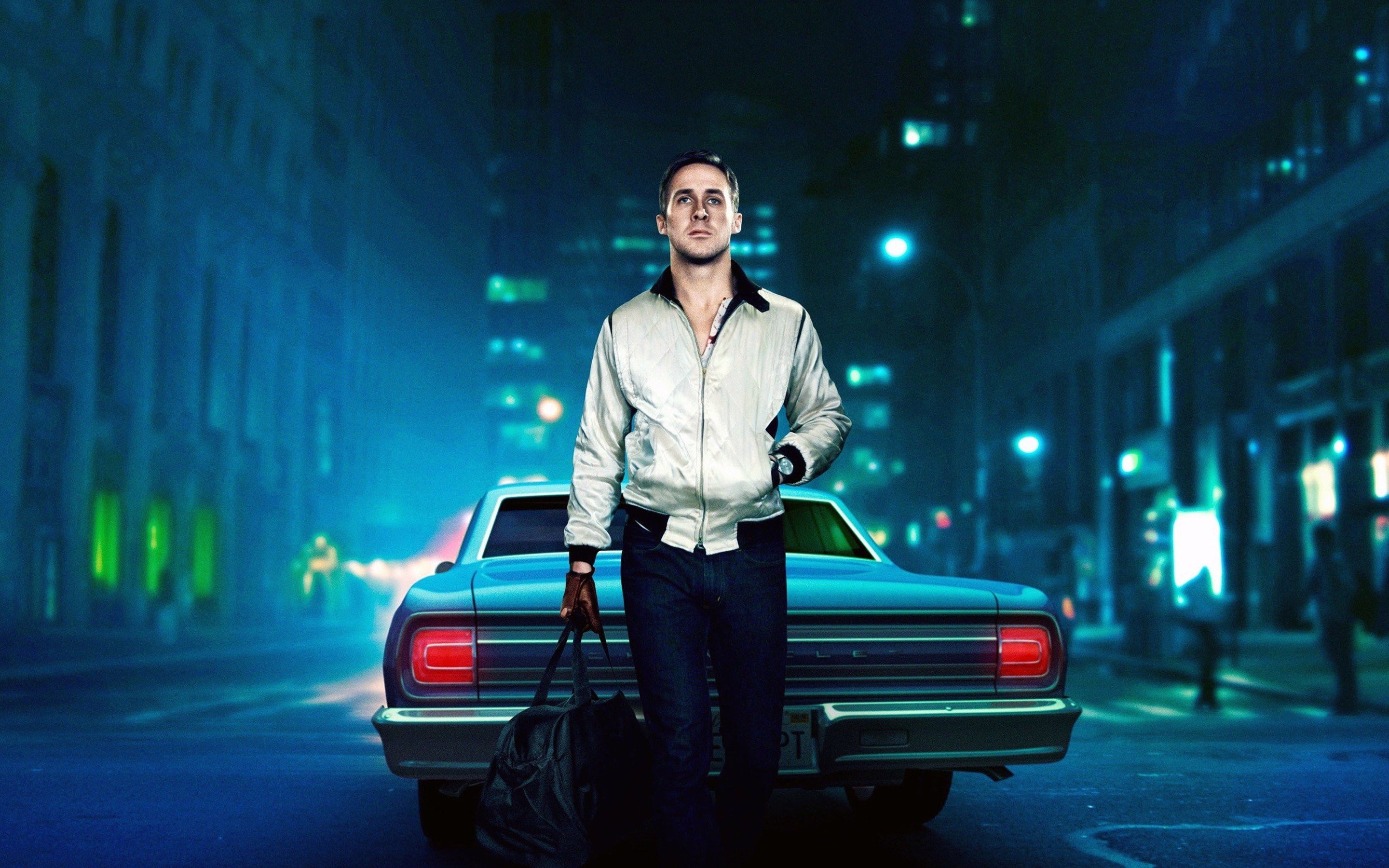 portrait, mode of transportation, gosling, three quarter length, drive, front view, adult, street, night, standing, young adult, women, transportation, HD Wallpaper
