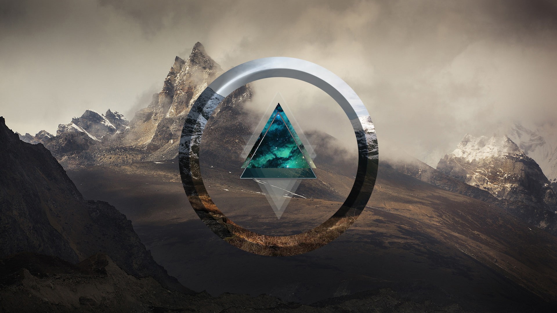 digital art, mountain top, nature, 1080P, mountains, polyscape, HD Wallpaper