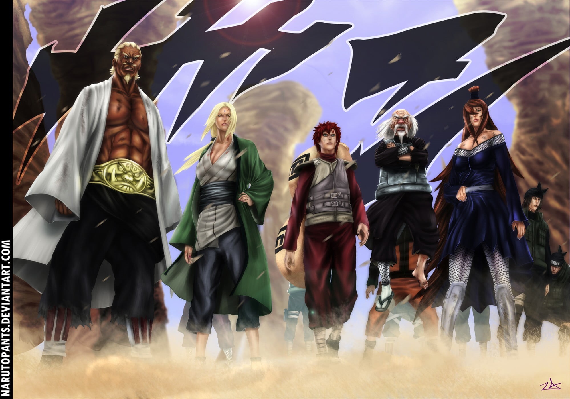 Naruto Shippuuden, leisure activity, naruto, group of people, nature, 1080P, emotion, Tsuchikage , motion, Raikage, anime, men, medium group of people, HD Wallpaper