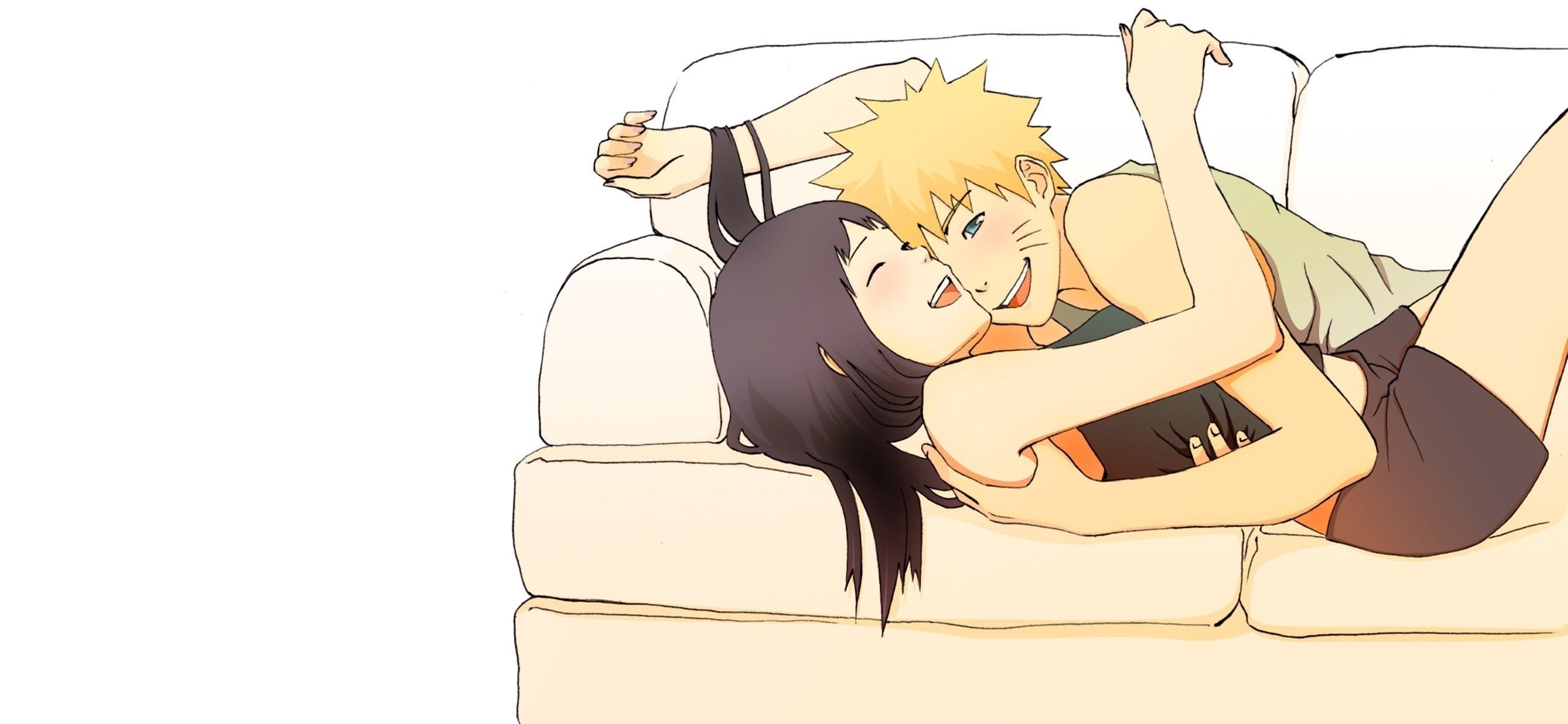 side view, illustration, Hyuuga Hinata, young adult, music, full length, adult, white background, Uzumaki Naruto, profile view, sitting, women, indoors, HD Wallpaper