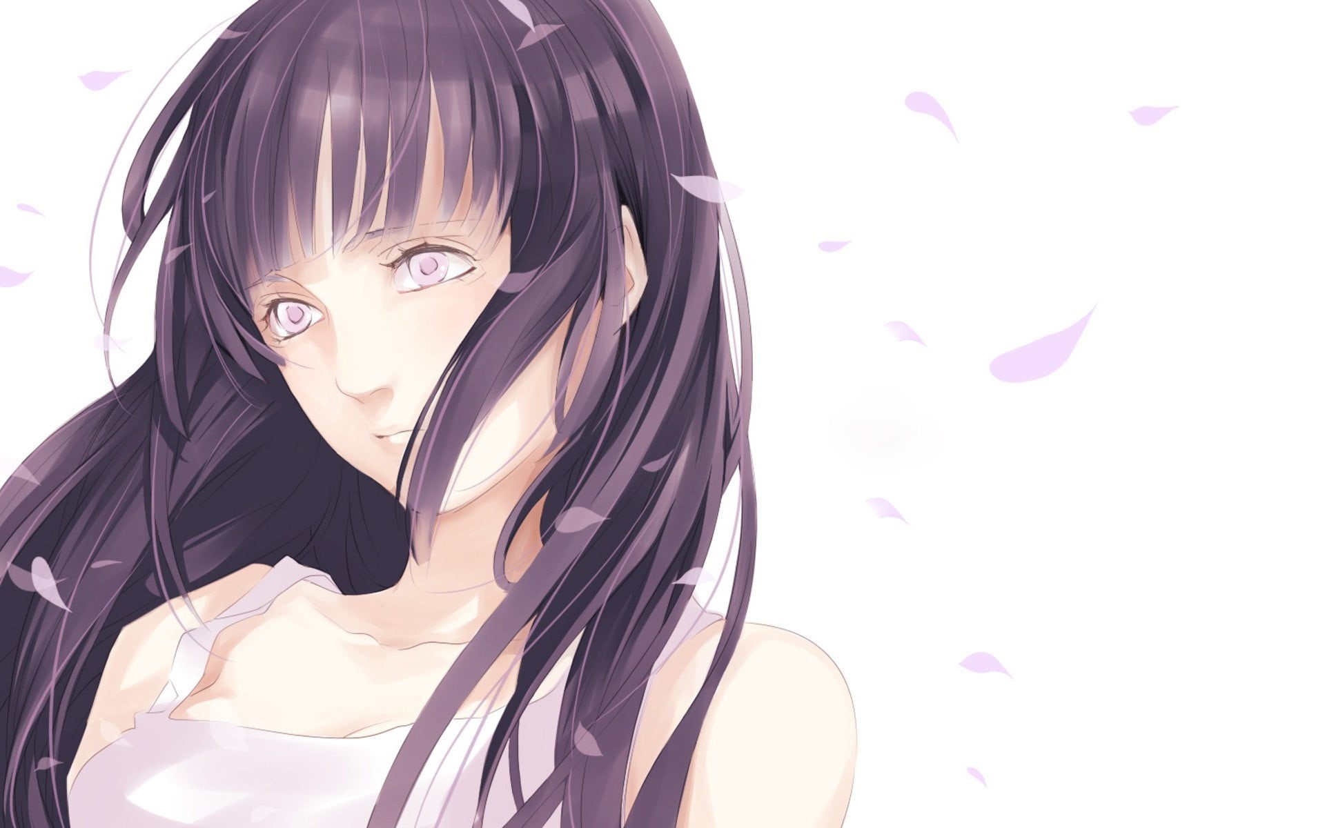 young women, white background, females, beautiful woman, indoors, beauty, Hyuuga Hinata, women, real people, one person, portrait, black color, young adult, HD Wallpaper