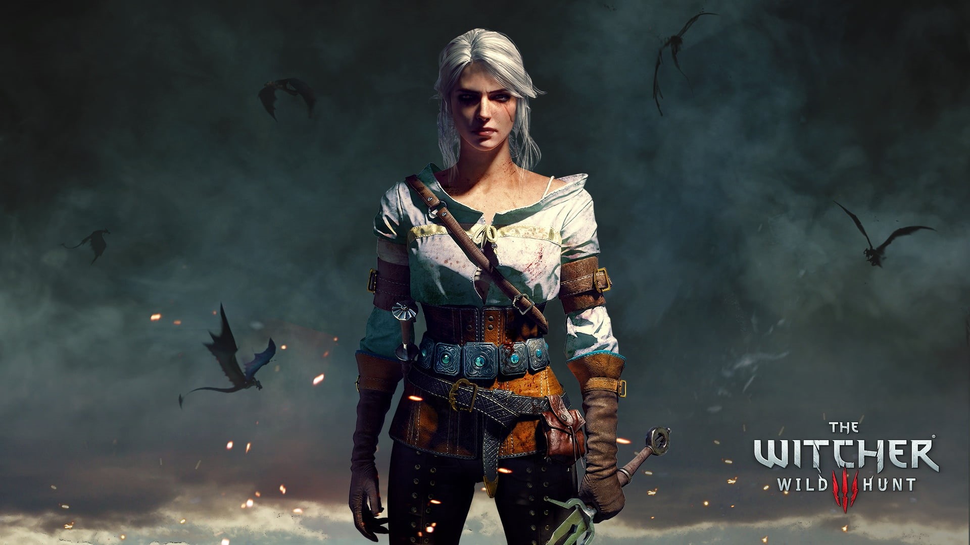 sword, sign, one person, waist up, standing, cigarette, 1080P, holding, hunt, activity, warning sign, wild, real people, casual clothing, front view, The Witcher 3 Wild Hunt, HD Wallpaper
