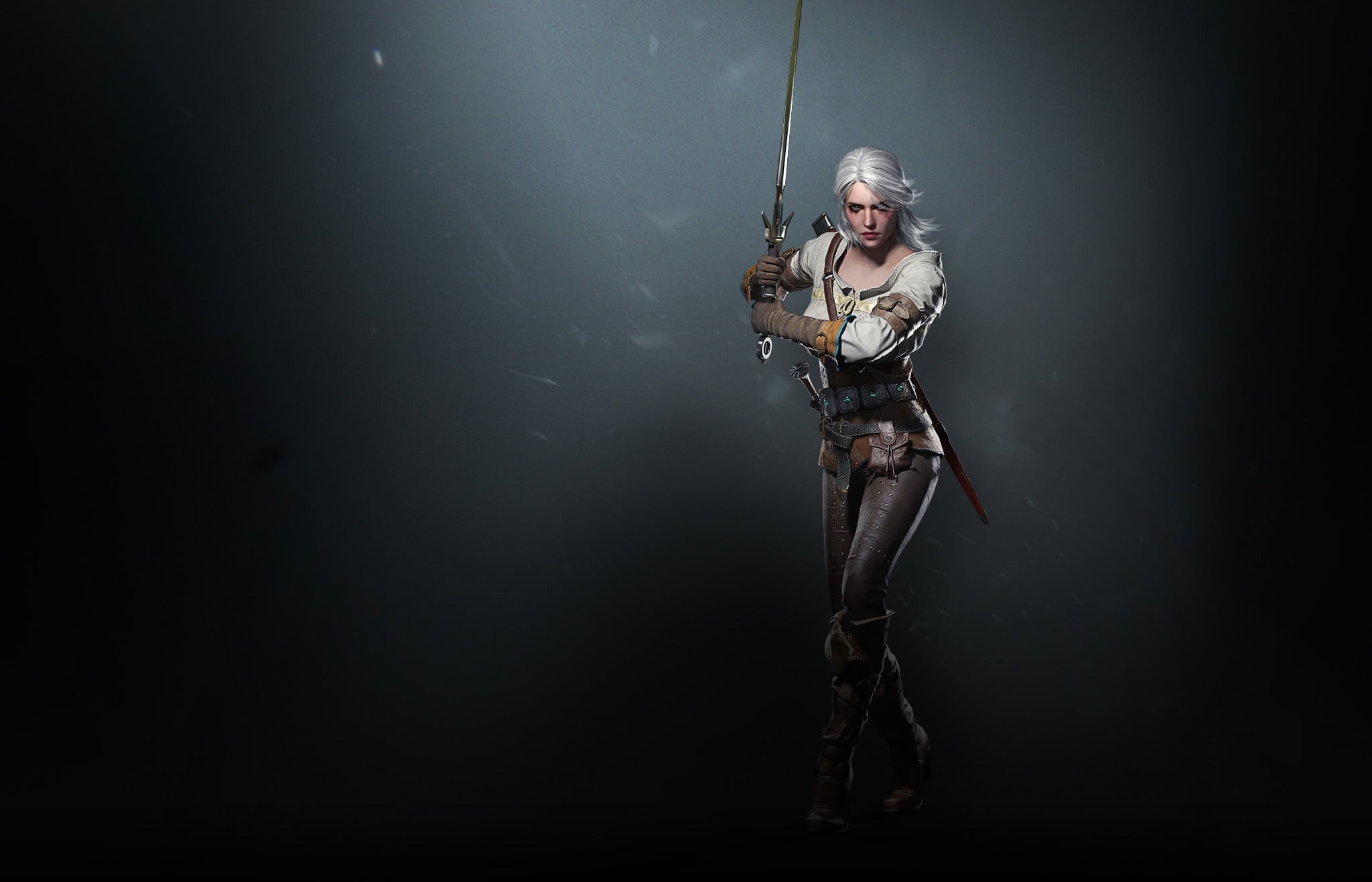 strength, beautiful woman, black background, The Witcher 3: Wild Hunt, young women, aggression, weapon, power, clothing, horror, males, work Helmet, CD Projekt RED, HD Wallpaper