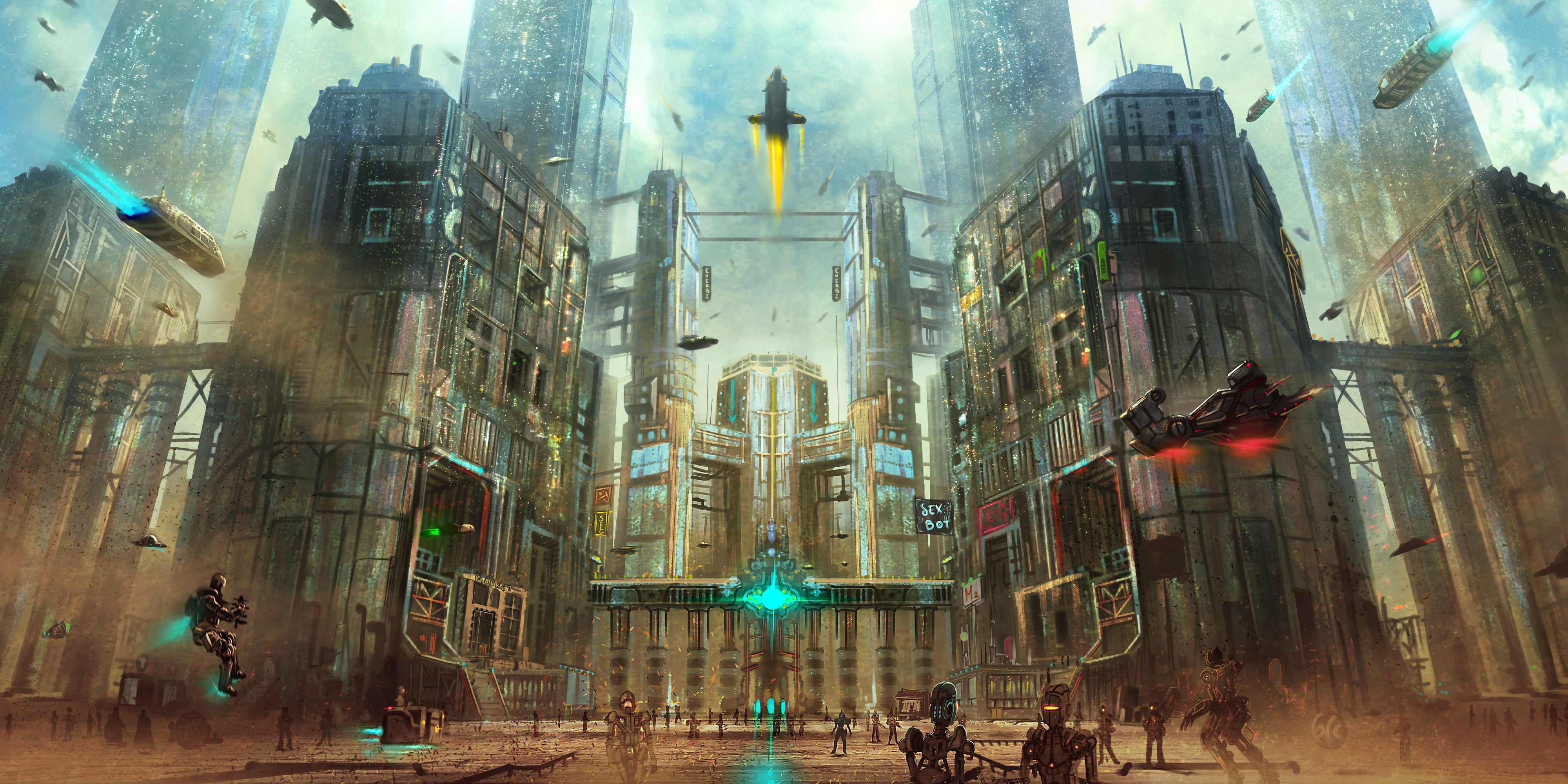 tourism, low angle view, skyscraper, spaceship, belief, 4K, spirituality, incidental people, group of people, building exterior, built structure, HD Wallpaper