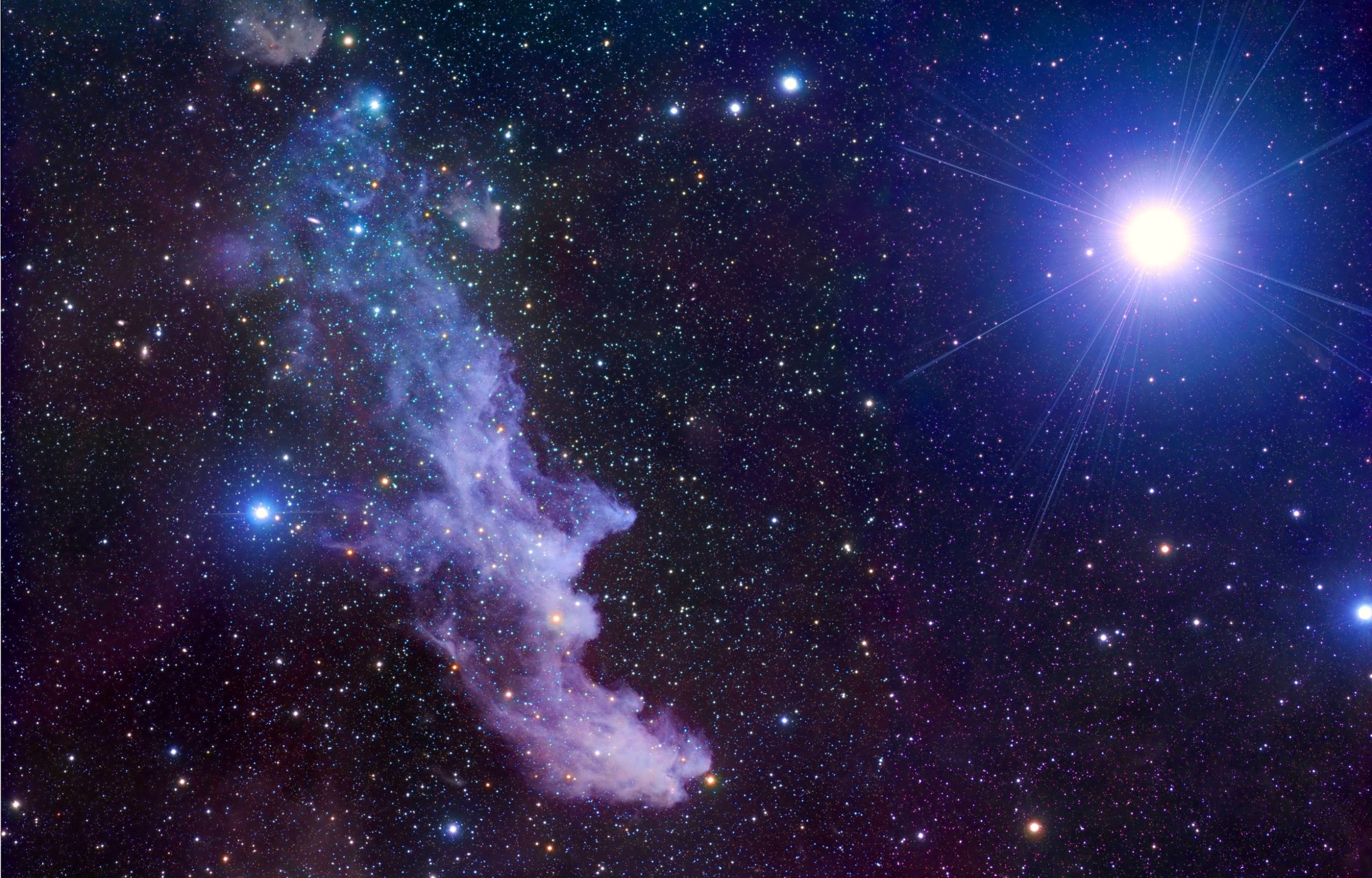 illuminated, astronomy, luminosity, 1080P, beauty in nature, constellation, mystery, witch, stars, star - space, 3D, bright, glowing, sky, blue, HD Wallpaper