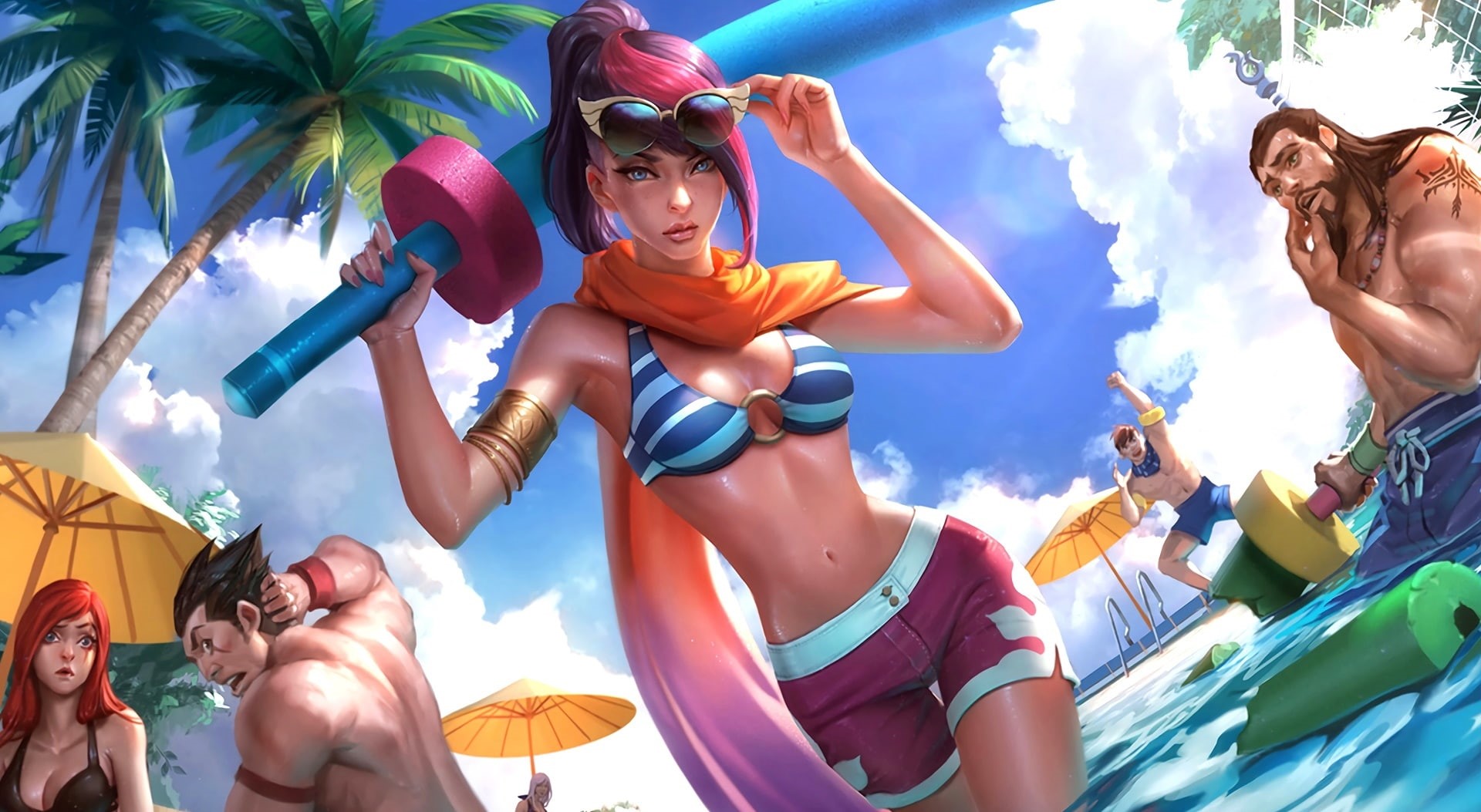 Games, pool, cloud - sky, Other Games, sky, outdoors, togetherness, league, day, lifestyles, young adult, young women, men, people, real people, leisure activity, HD Wallpaper