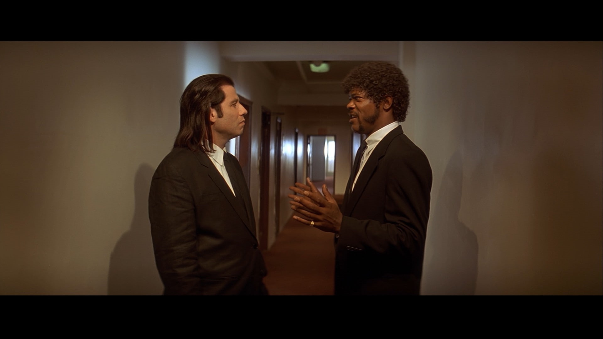 movies pulp fiction samuel l_ jackson john travolta, adult, corporate business, meeting, well-dressed, men, positive emotion, face to face, 1080P, teamwork, HD Wallpaper