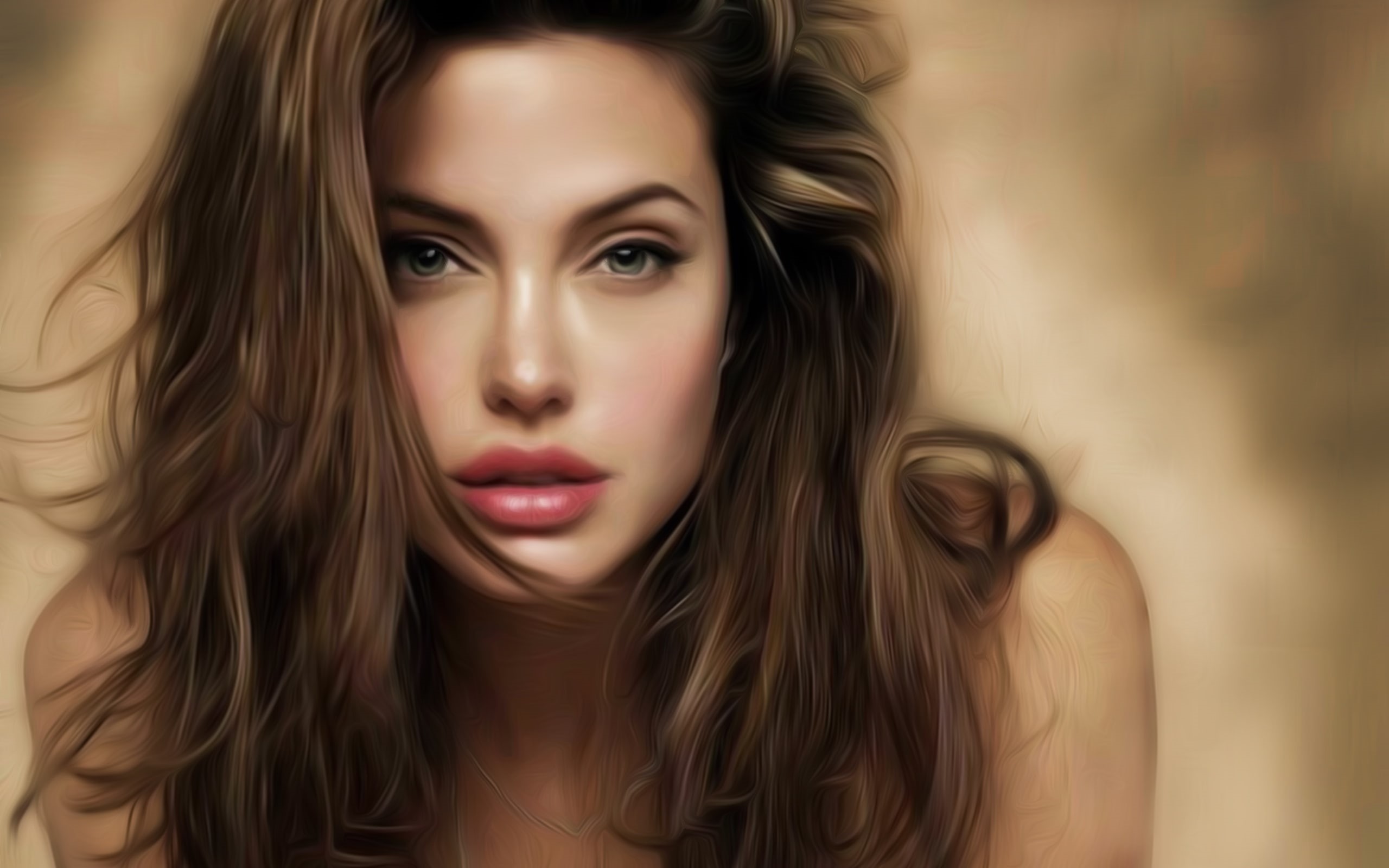 women, celebrity, actress, artwork, portrait, Angelina Jolie, 2K, HD Wallpaper