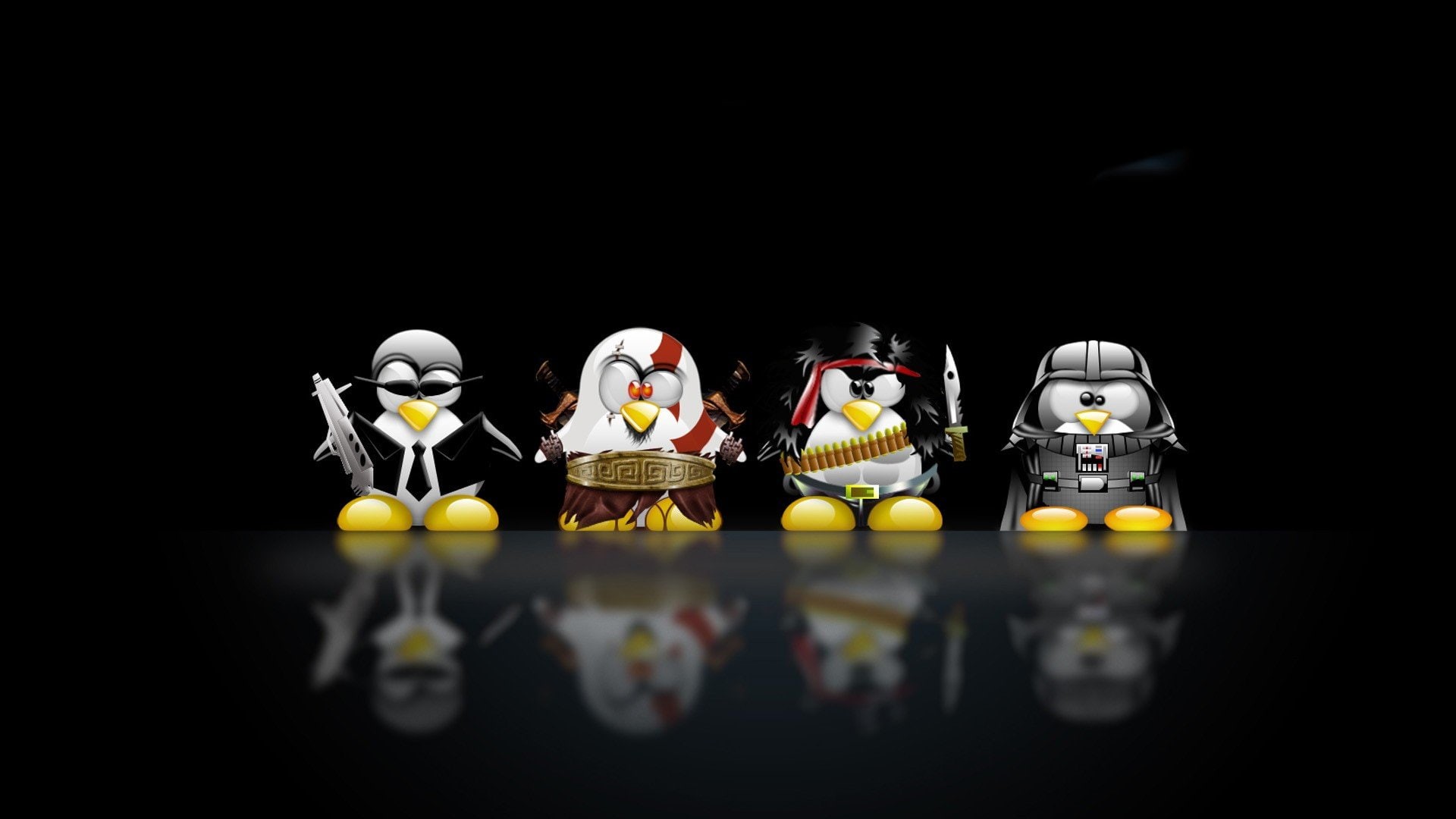 darth vader, Tux, Kratos, 1080P, Linux, John Rambo, HD Wallpaper