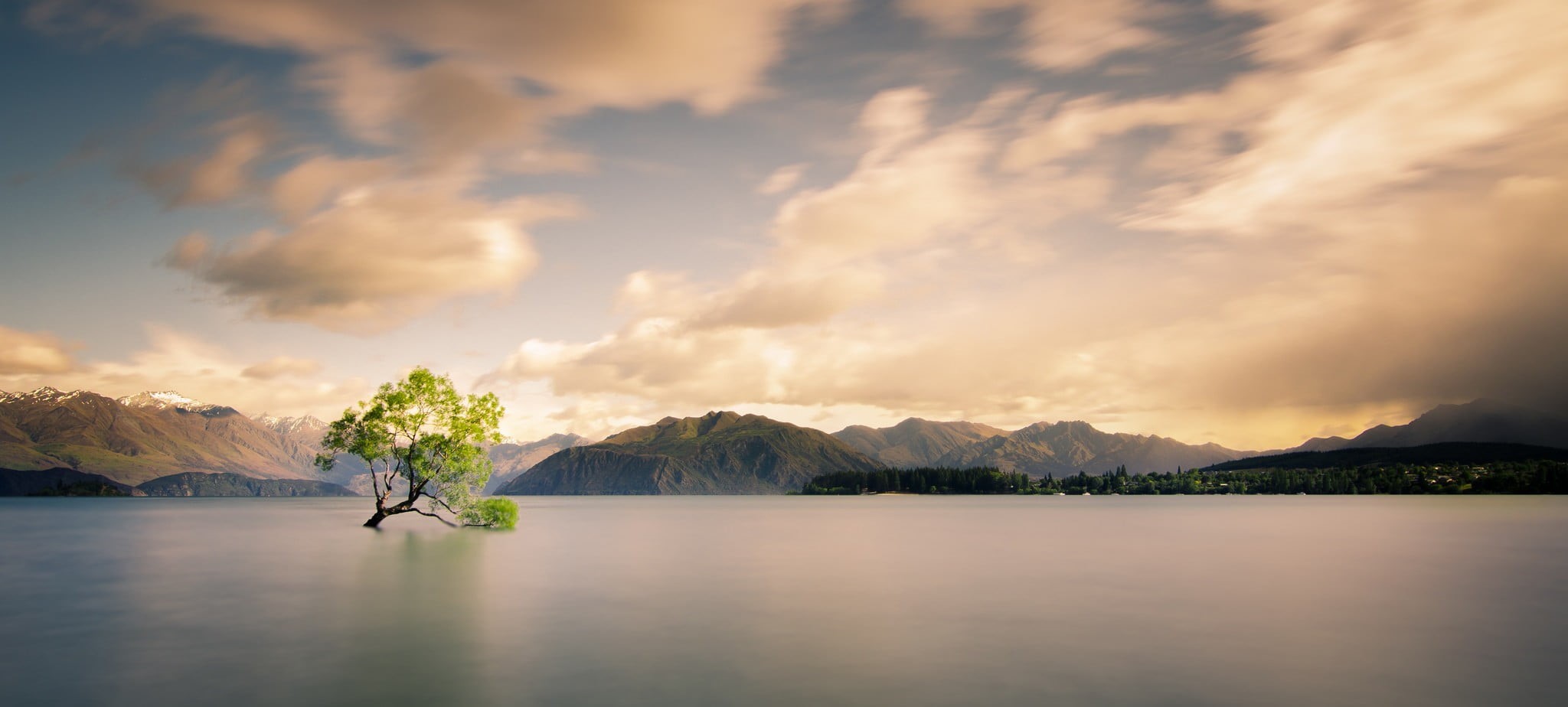 tranquility, sky, snowy peak, tranquil scene, mist, 1080P, green, mountains, outdoors, calm, surrounded, scenics - nature, water, daylight, environment, HD Wallpaper