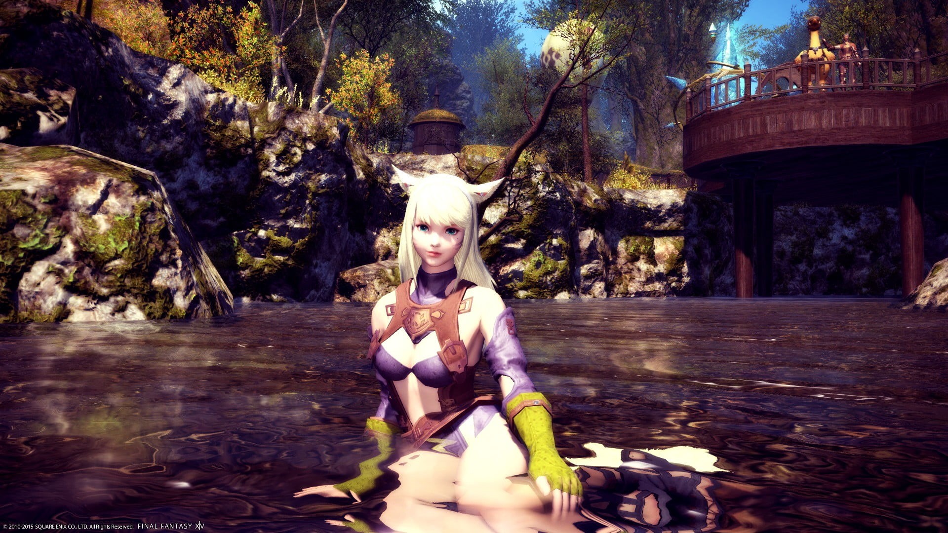 male likeness, Final Fantasy XIV, Miqote, 1080P, human representation, people, women, outdoors, front view, representation, statue, character, tree, day, HD Wallpaper