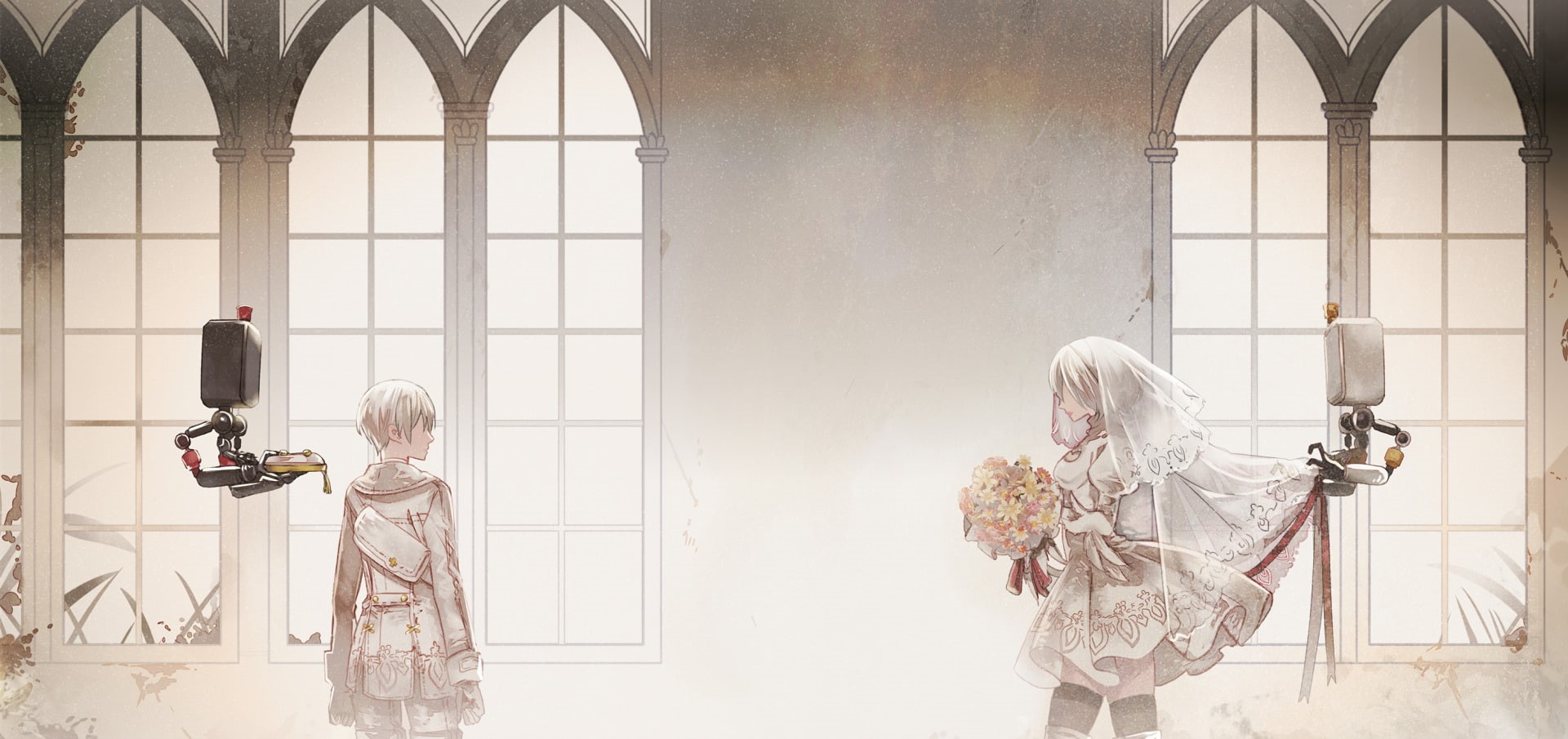 YoRHa No.2 Type B, day, Thigh Highs, the past, White Hair, window, history, senior adult, antique, indoors, adult, traditional clothing, human representation, HD Wallpaper