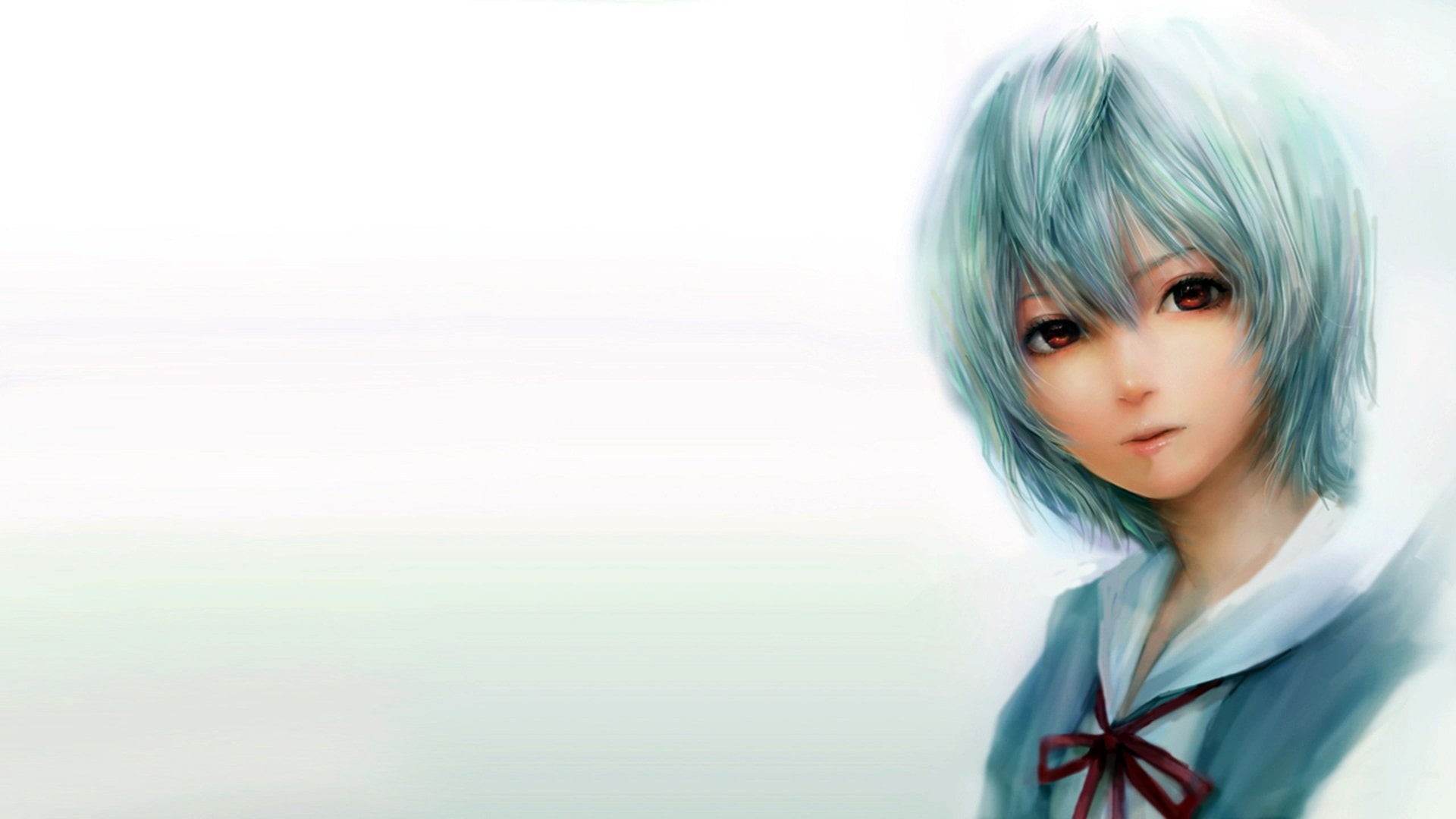 hair, women, contemplation, Neon Evangelion, hairstyle, Rei Ayanami, bangs, females, Neon Genesis Evangelion, standing, The Rebuild Of Evangelion, one person, HD Wallpaper