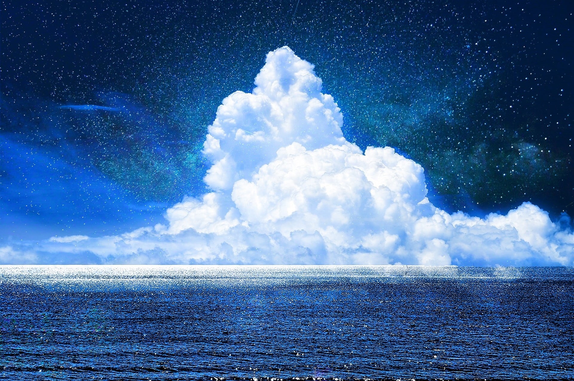 scenics - nature, fragment, blue, nature, 1080P, cloud - sky, clouds, tranquil scene, sky, outdoors, horizon over water, idyllic, non-urban scene, day, HD Wallpaper