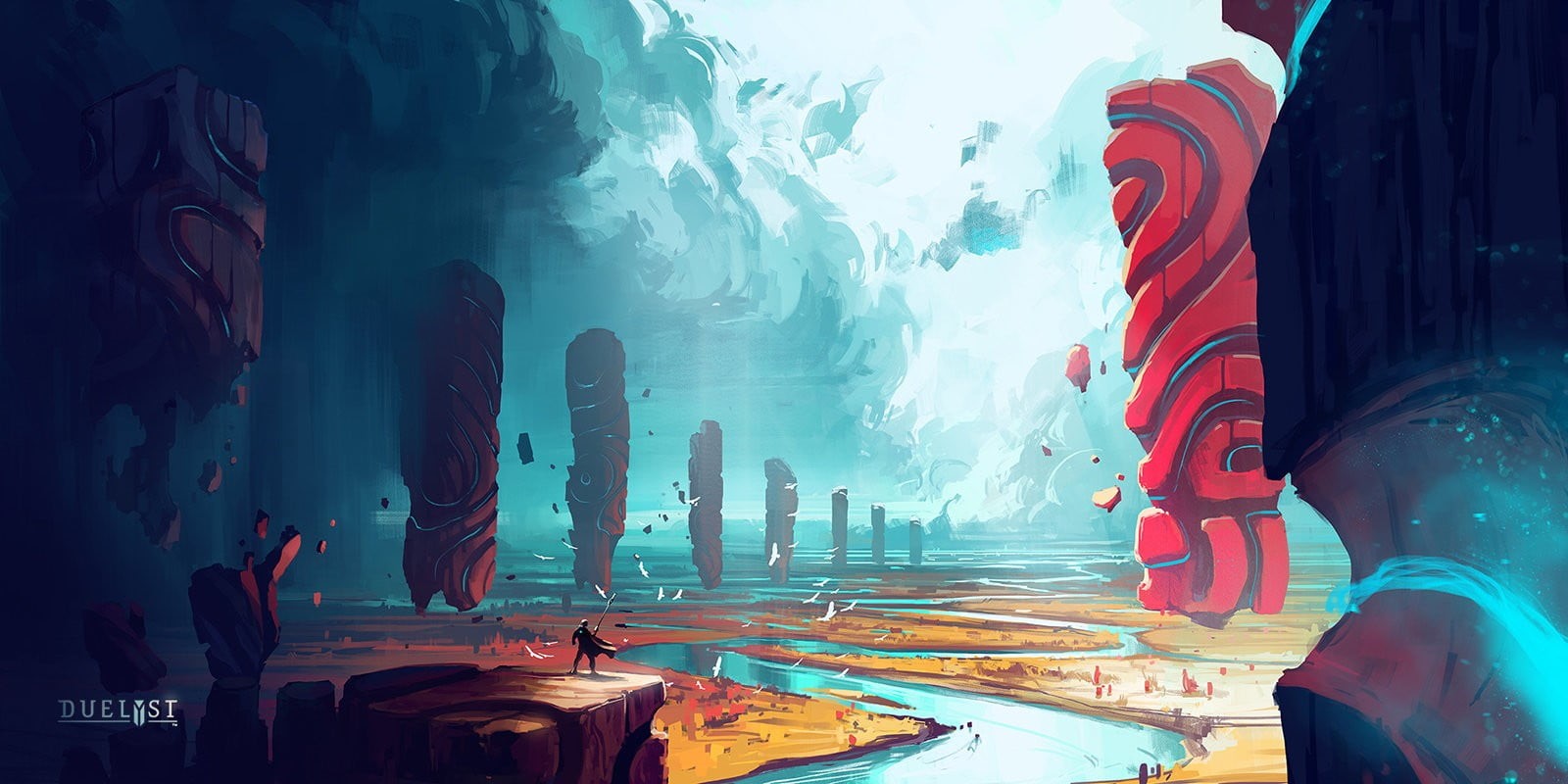 travel destinations, building exterior, no people, building, city, cyan, cover, Duelist, digital art, red, architecture, multi colored, representation, HD Wallpaper