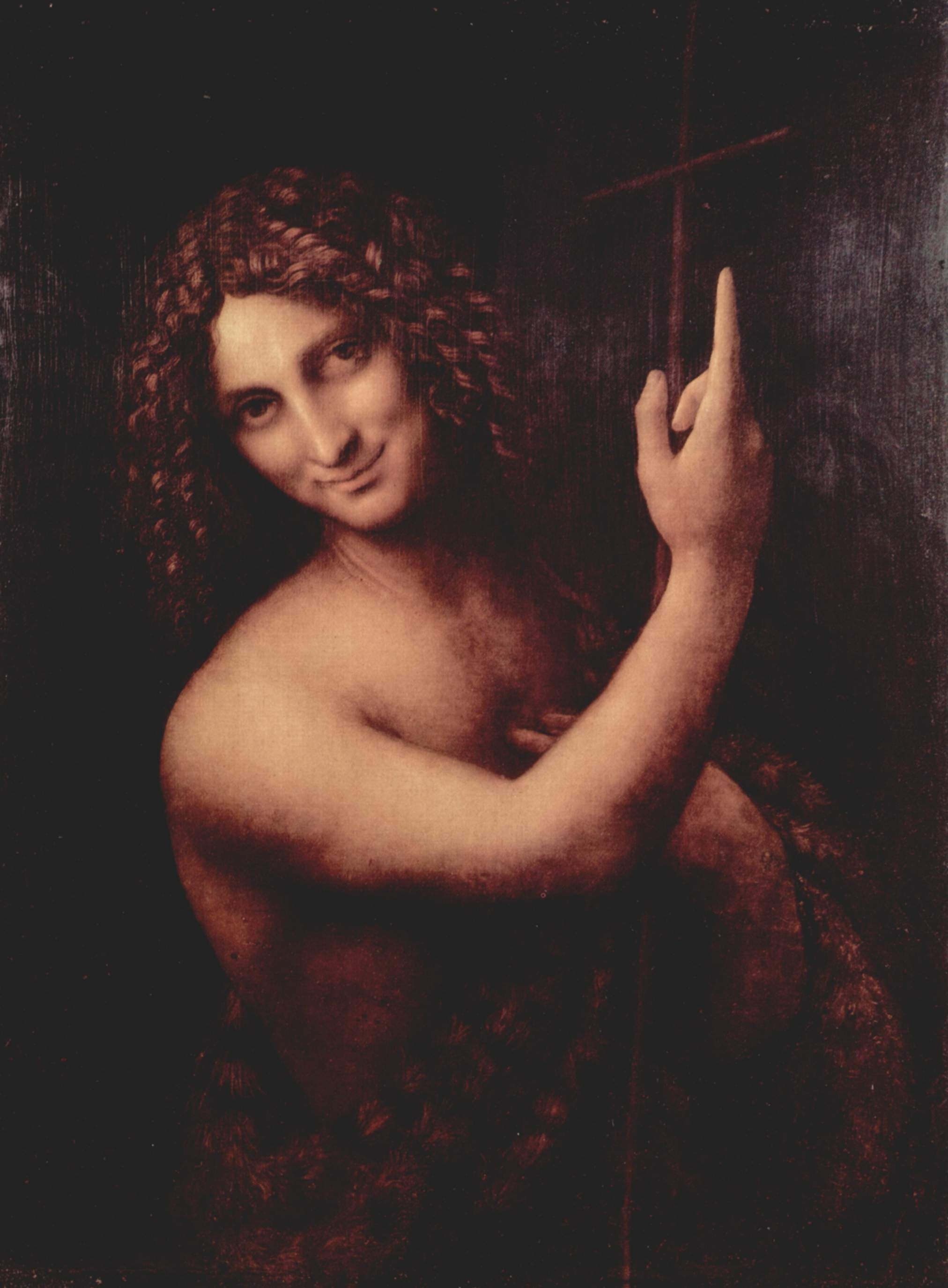 high renaissance, beauty, women, 1513-1516, artwork, contemplation, 2K, real people, people, saint jean baptist, cross, faith, three quarter length, sensuality, Phone HD Wallpaper