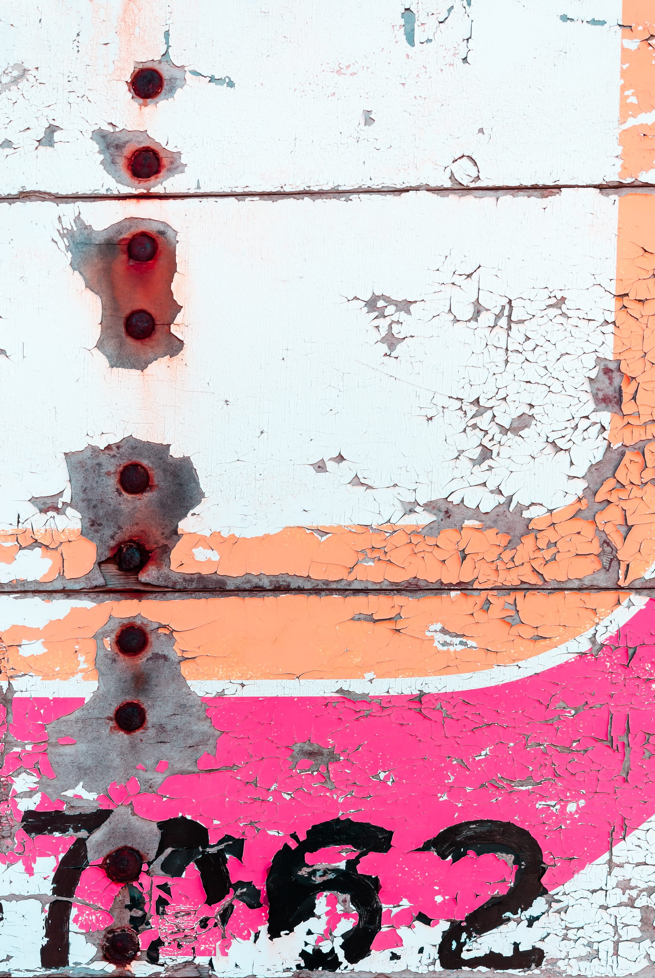 old, red, dots, cracked, peeling, peeling paint, number, pattern, peeling off, no people, pink color, metal, background, building exterior, backgrounds, Phone HD Wallpaper