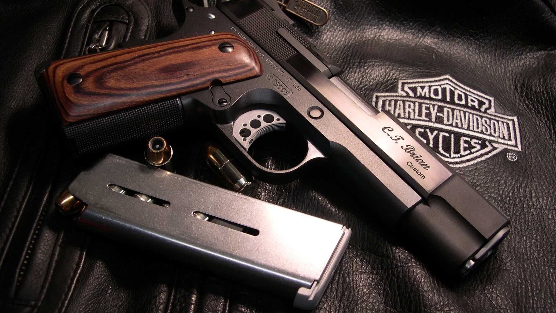 davidson, 1080P, hd, harley, Guns, motorcycles, Pistols, x, harleydavidson, art, HD Wallpaper