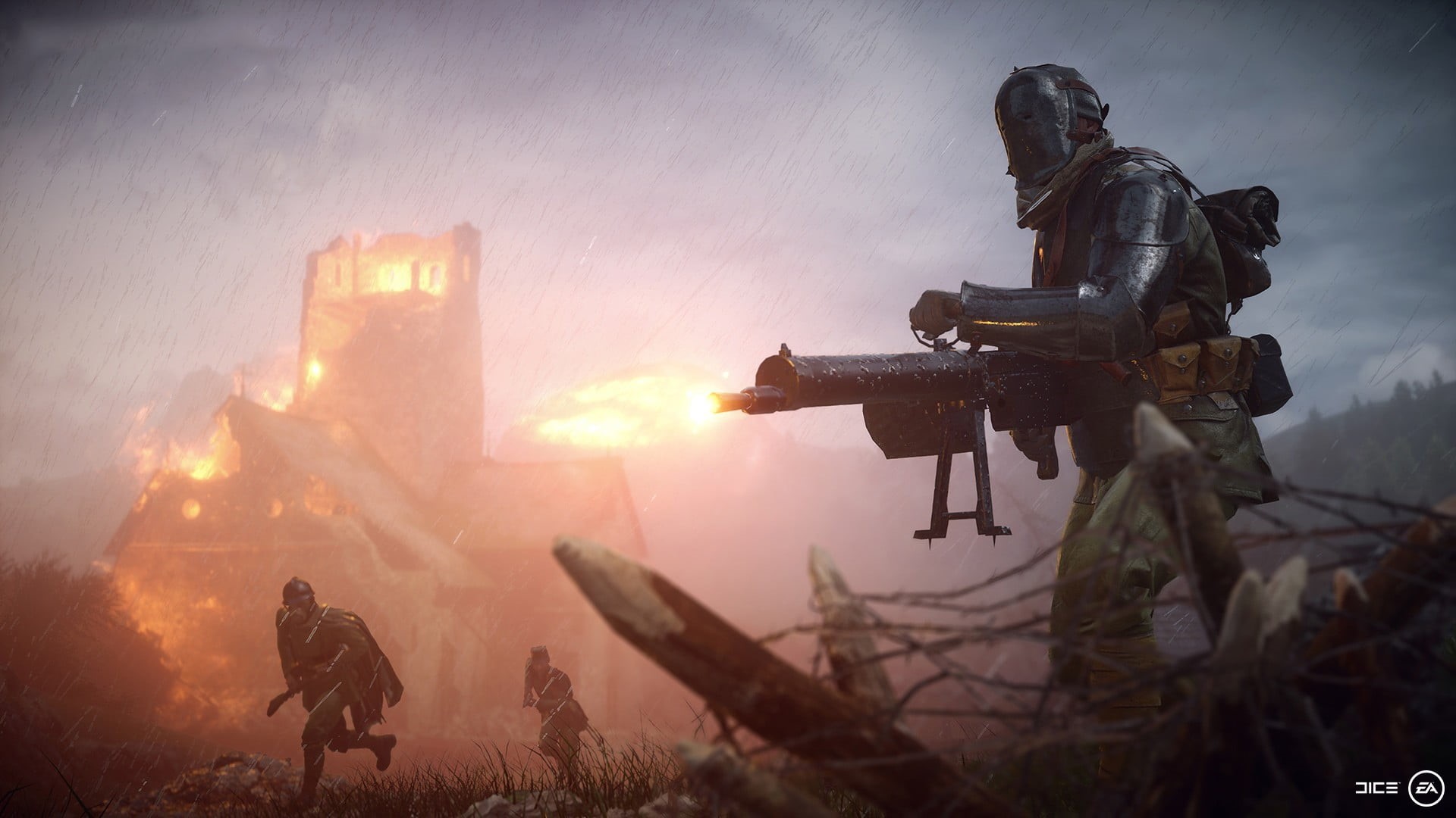 occupation, 1080P, MG 08/15, men, soldier, two people, Battlefield 1, weapon, security, gun, people, protective workwear, architecture, smoke - physical structure, HD Wallpaper