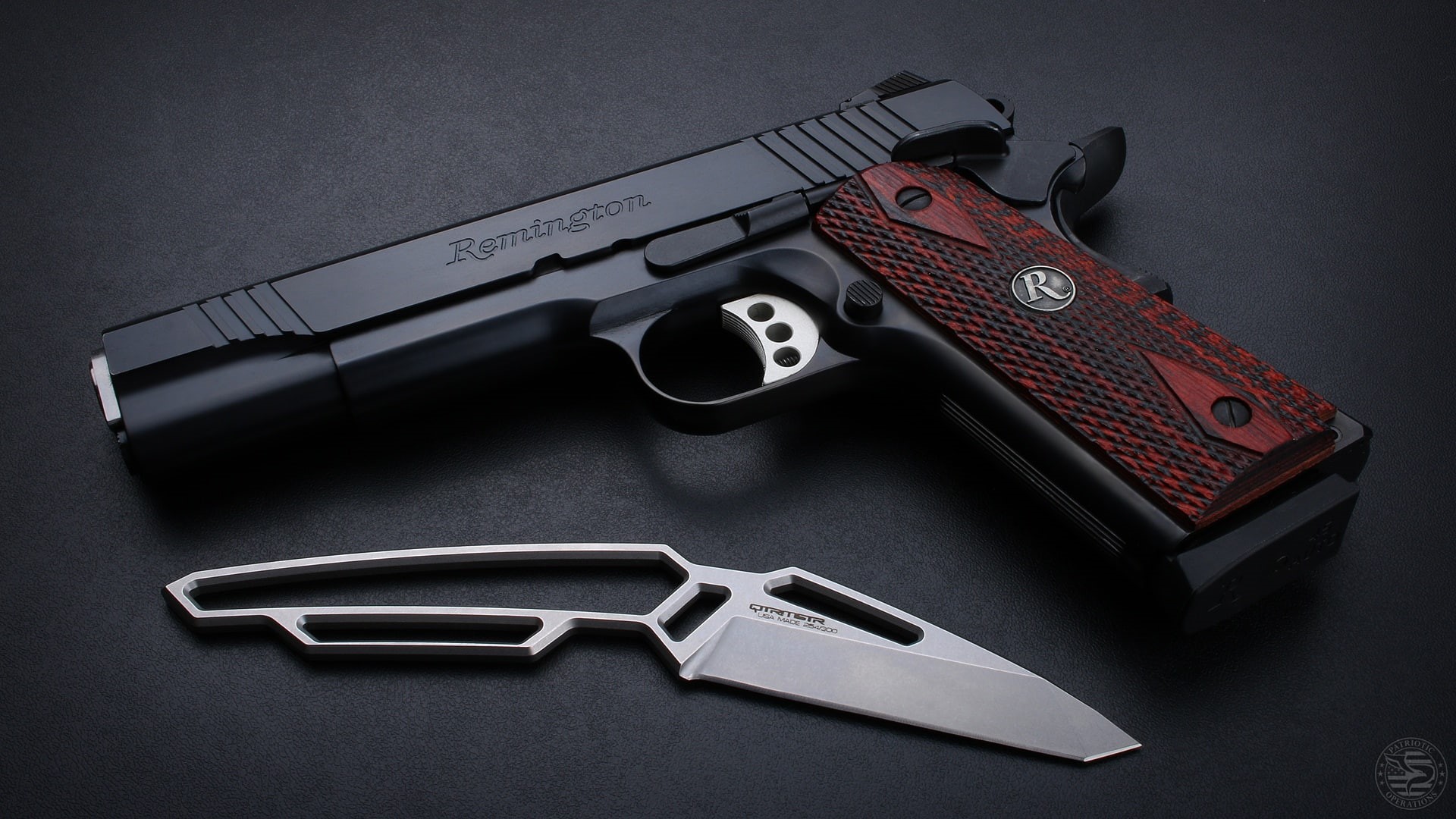 knife, 1080P, Remington, M1911, gun, custom, M1911 pistol, weapons, weapon, HD Wallpaper