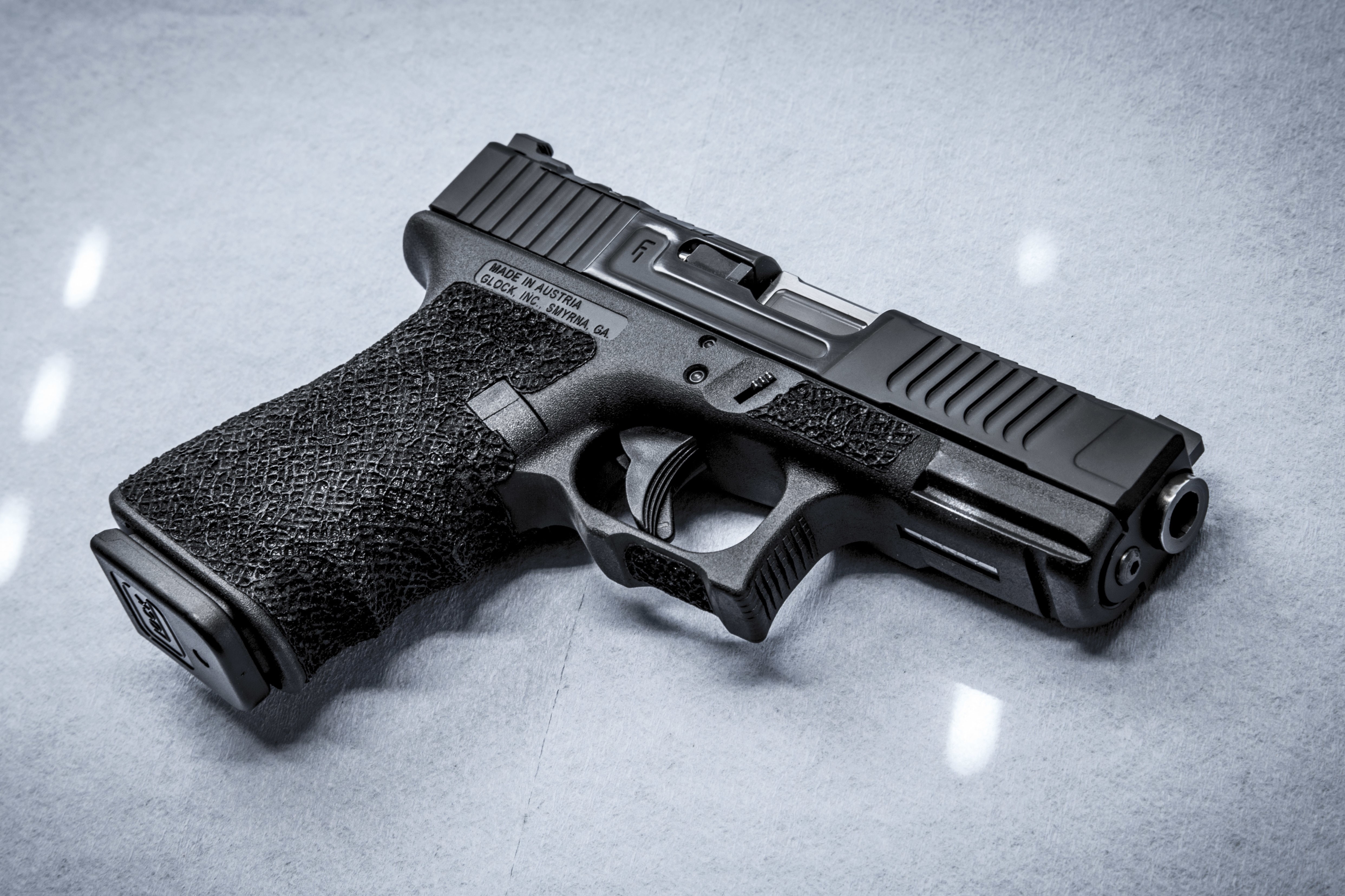 Glock 19, background, gun, 4K, Mark 1, weapons, HD Wallpaper