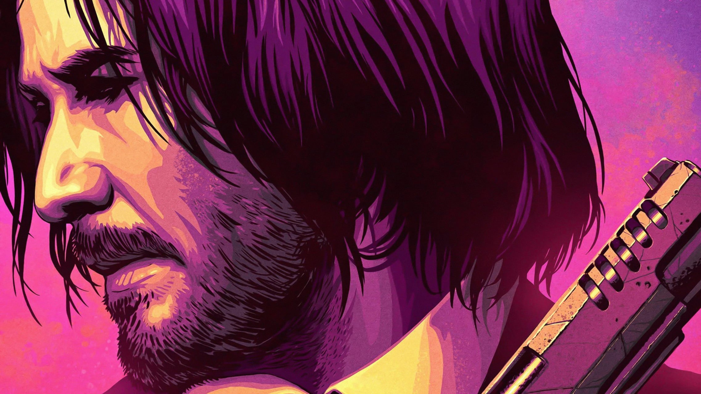 artwork, men, Keanu Reeves, 1080P, gun, pistol, John Wick Chapter 3, fan art, HD Wallpaper