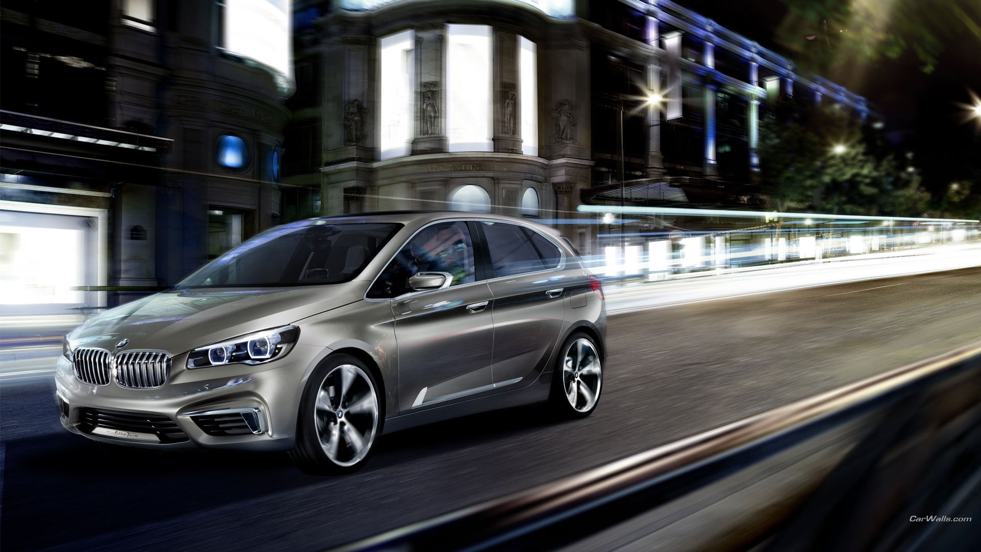 land vehicle, 1080P, city, building, reflection, mode of transportation, motion, luxury, BMW Active, speed, silver colored, architecture, transportation, HD Wallpaper