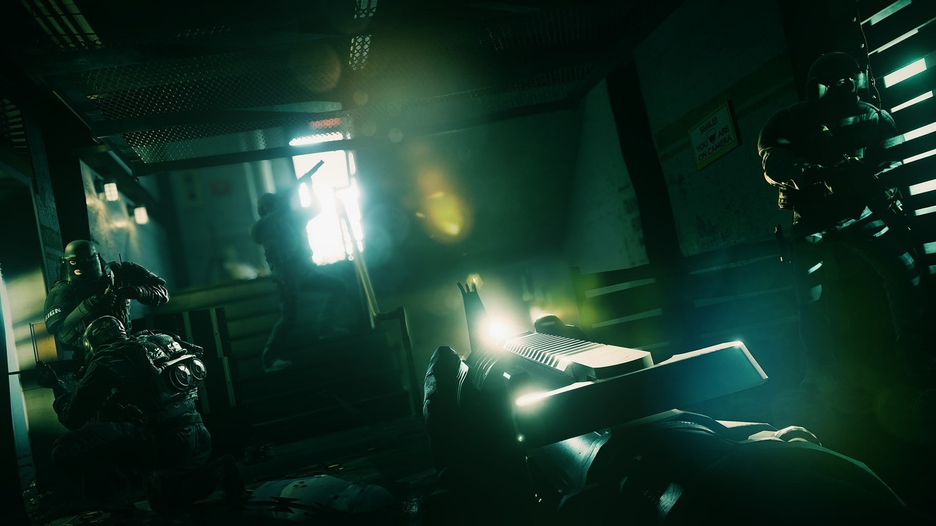 indoors, sunlight, equipment, 1080P, activity, nature, metal industry, technology, occupation, SWAT, unrecognizable person, illuminated, Rainbow Six: Siege, HD Wallpaper