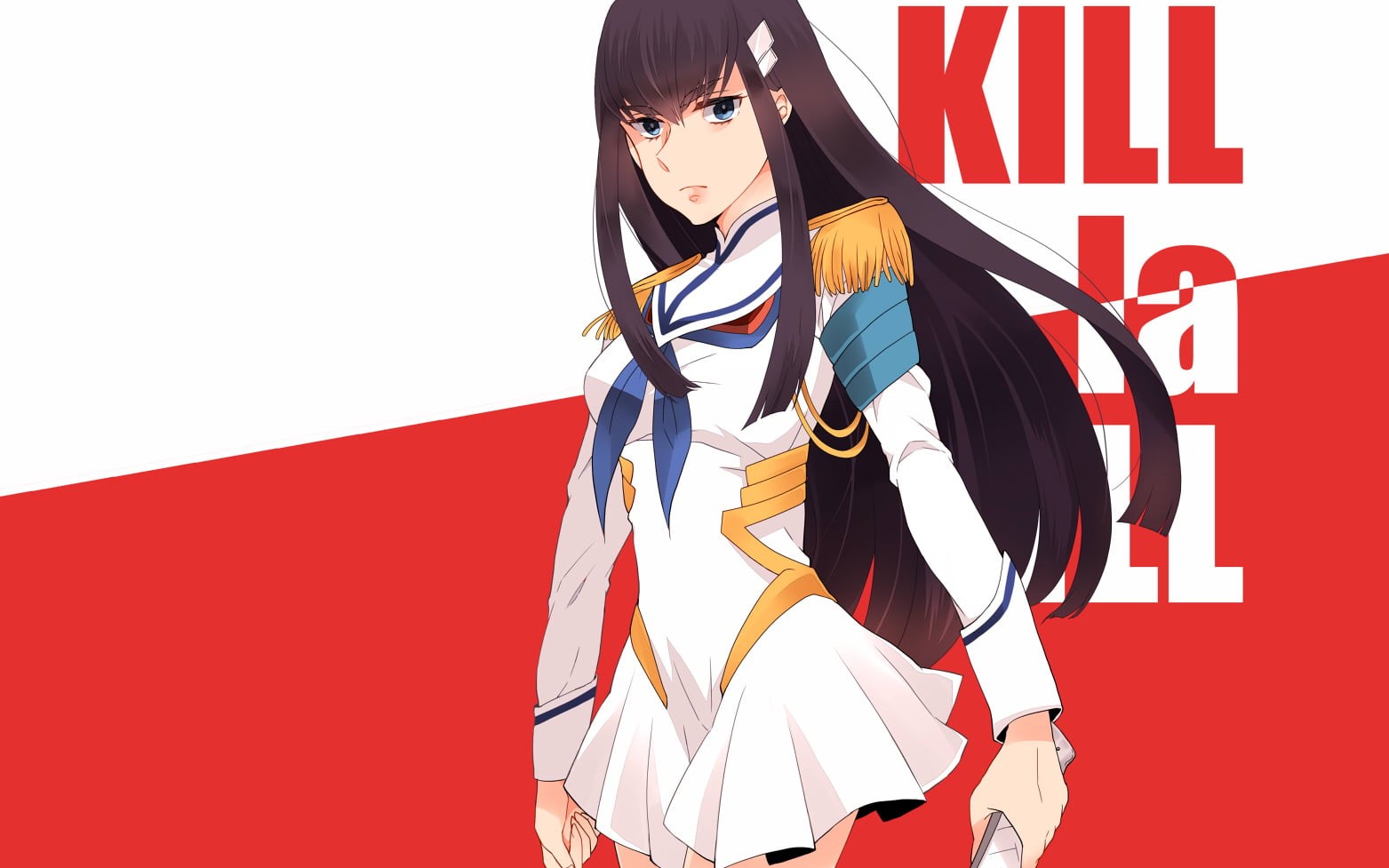 patriotism, looking at camera, fashion, studio shot, red, flag, anime girls, front view, lifestyles, young adult, Kill la Kill, standing, la, HD Wallpaper
