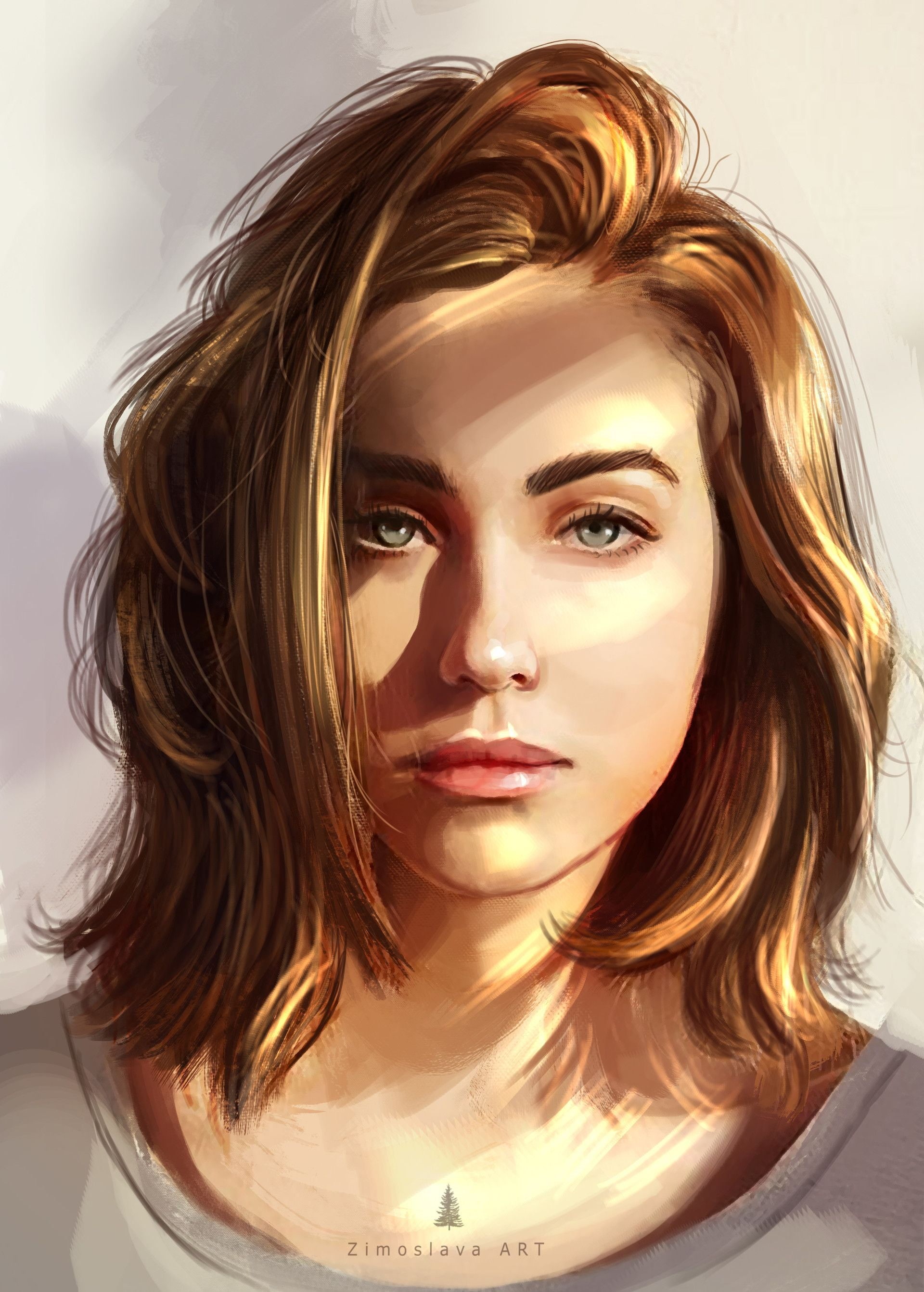 front view, long hair, beauty, looking at camera, blond hair, women, human face, young women, beautiful woman, close-up, headshot, one person, digital art, Phone HD Wallpaper