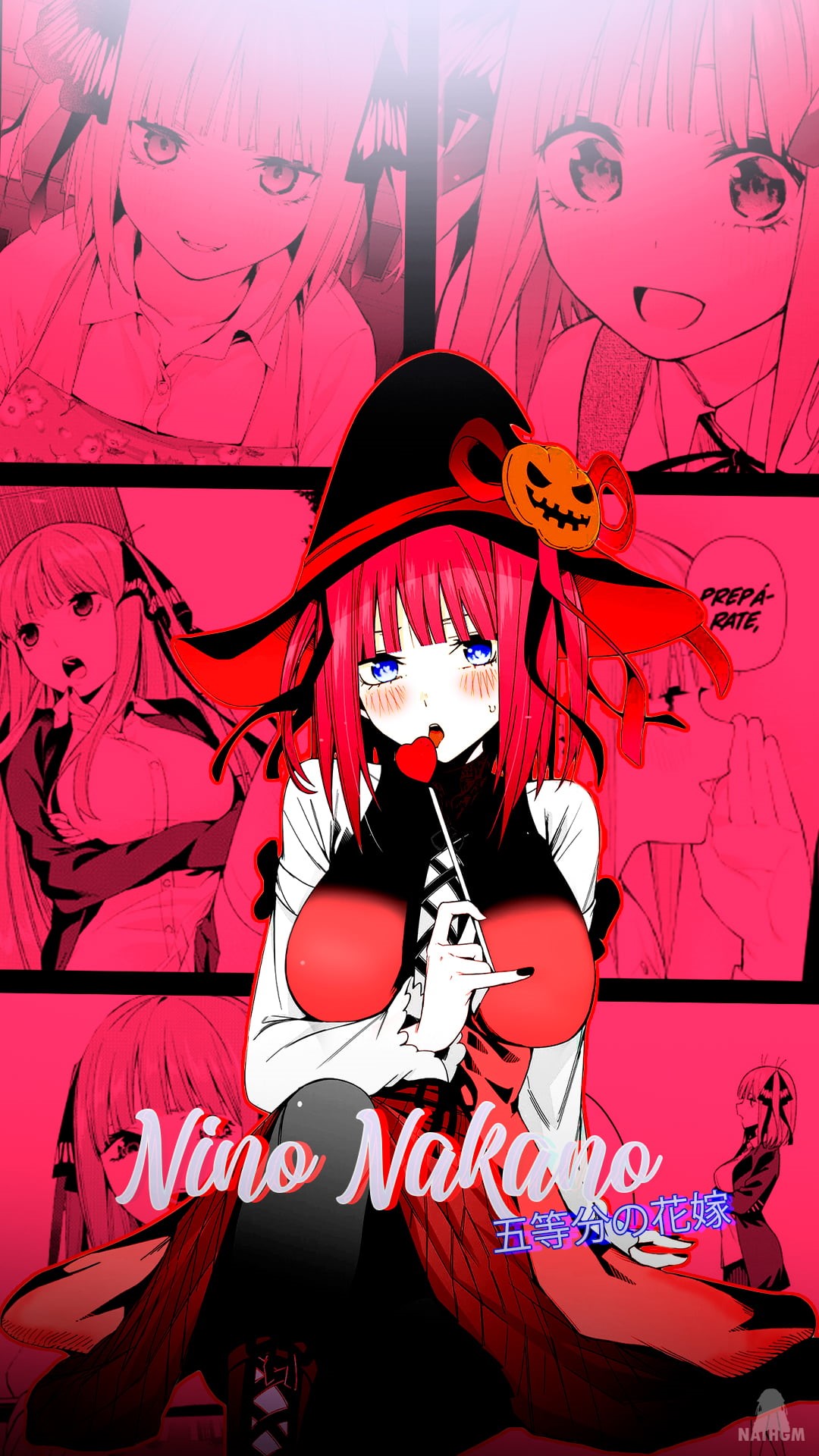 red, Nakano Nino, anime landscape, collage, anime girls, manga, 1080P, 5-toubun no Hanayome, Phone HD Wallpaper